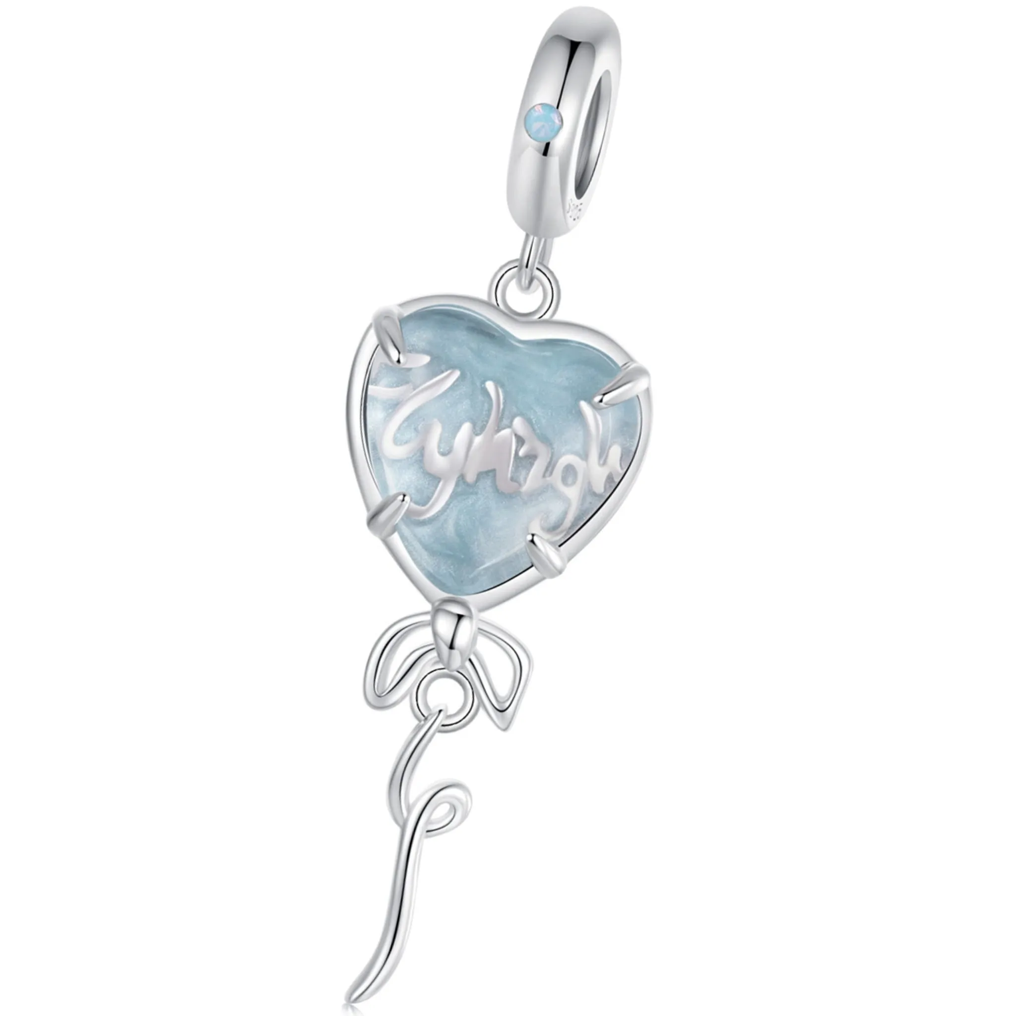 Balon w kształcie serca srebrny charms zawieszka beads srebro 925