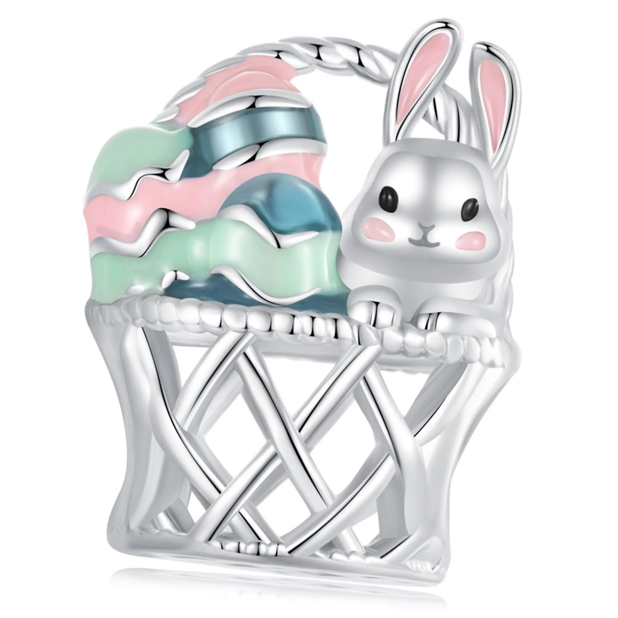 Koszyczek wielkanocny srebrny charms koralik beads srebro 925