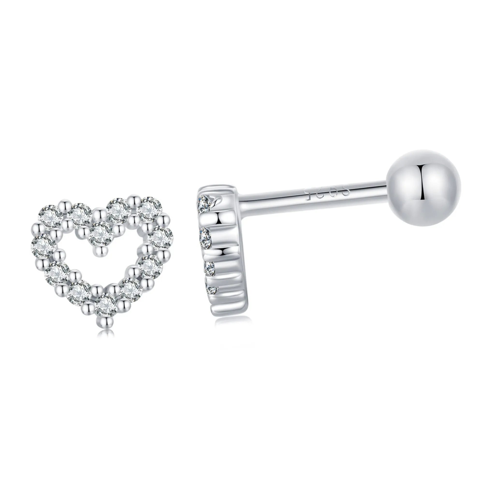 Serduszka w kryształy kolczyki dziecięce sztyft srebro 925