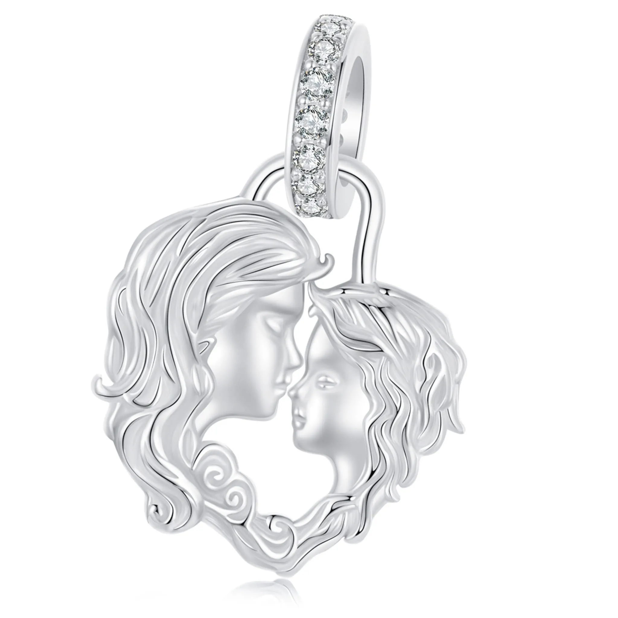 Serce mama z dzieckiem srebrny charms zawieszka srebro 925