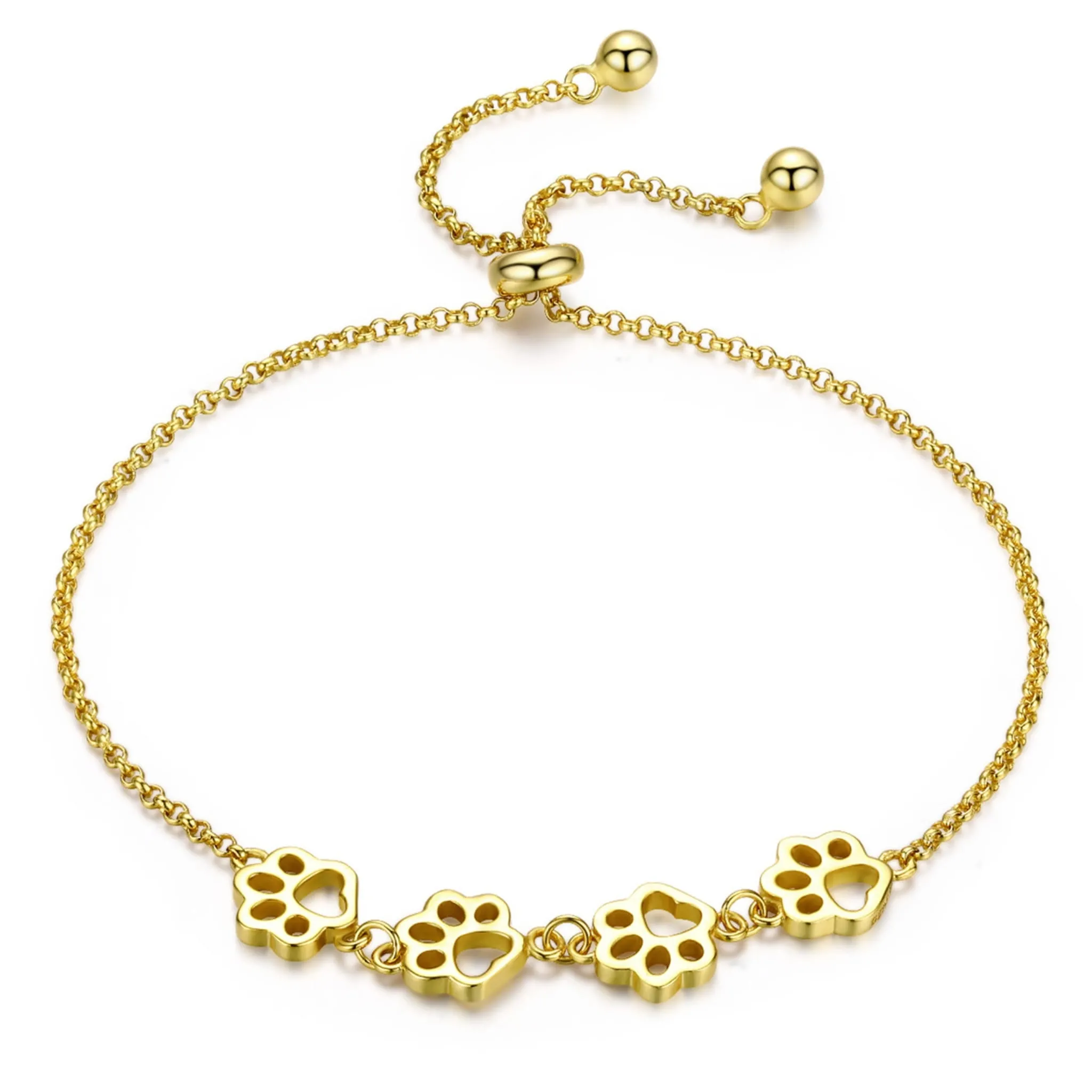 Łapki bransoletka srebrna 925 pozłacana z regulacją długości