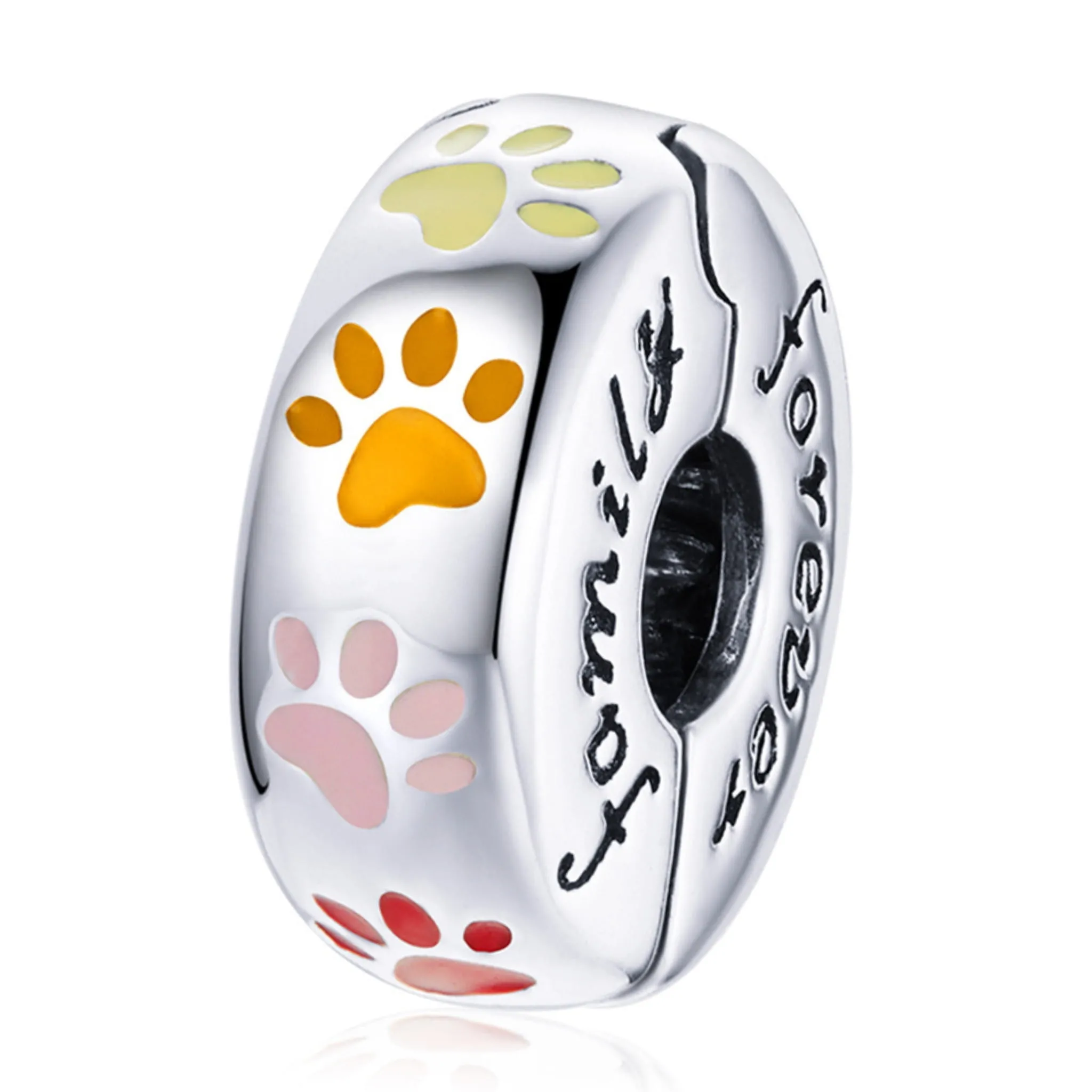 Spinka klips w kolorowe łapki srebrny charms do bransoletki