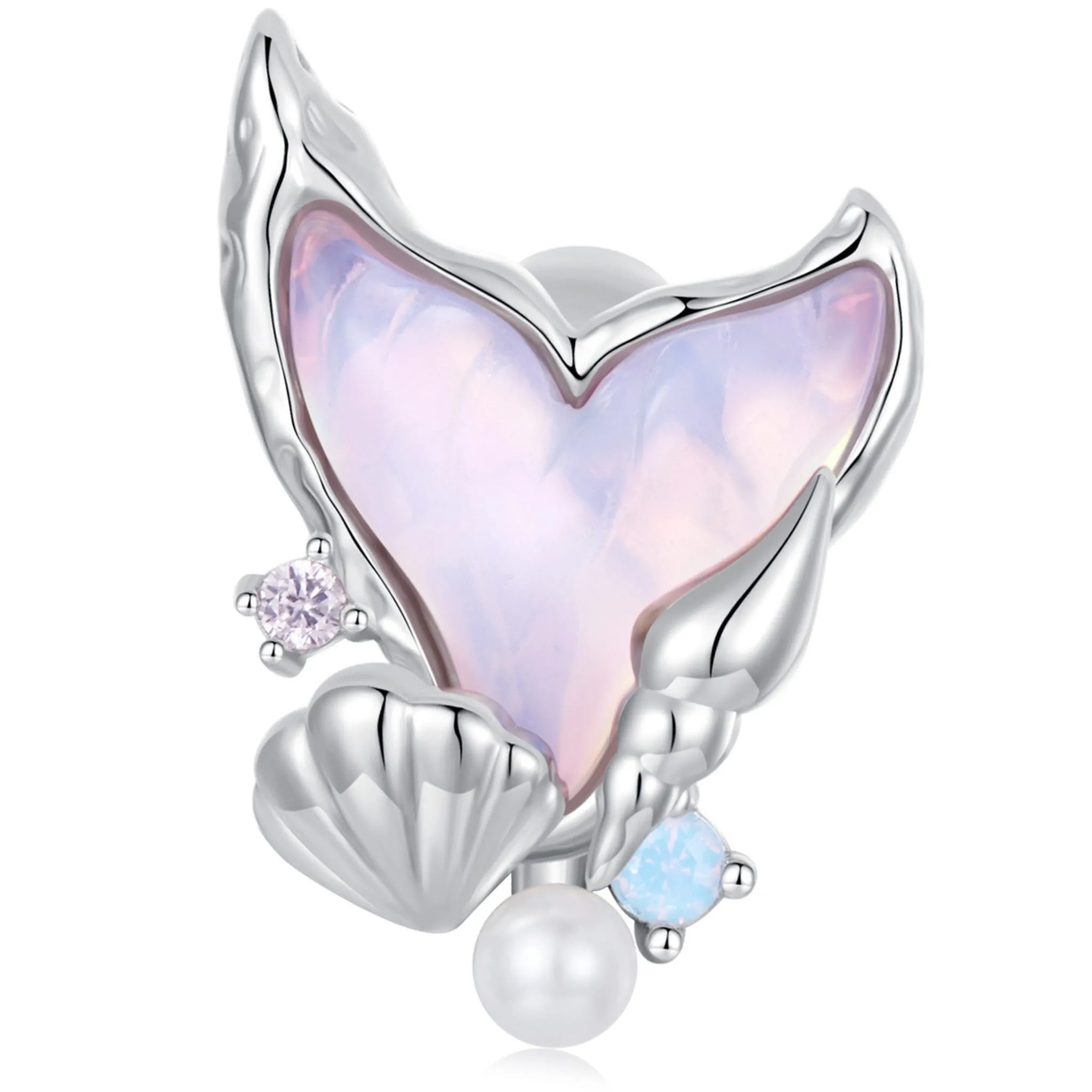 Syreni ogon z muszelkami charms stoper do bransoletki srebro 925