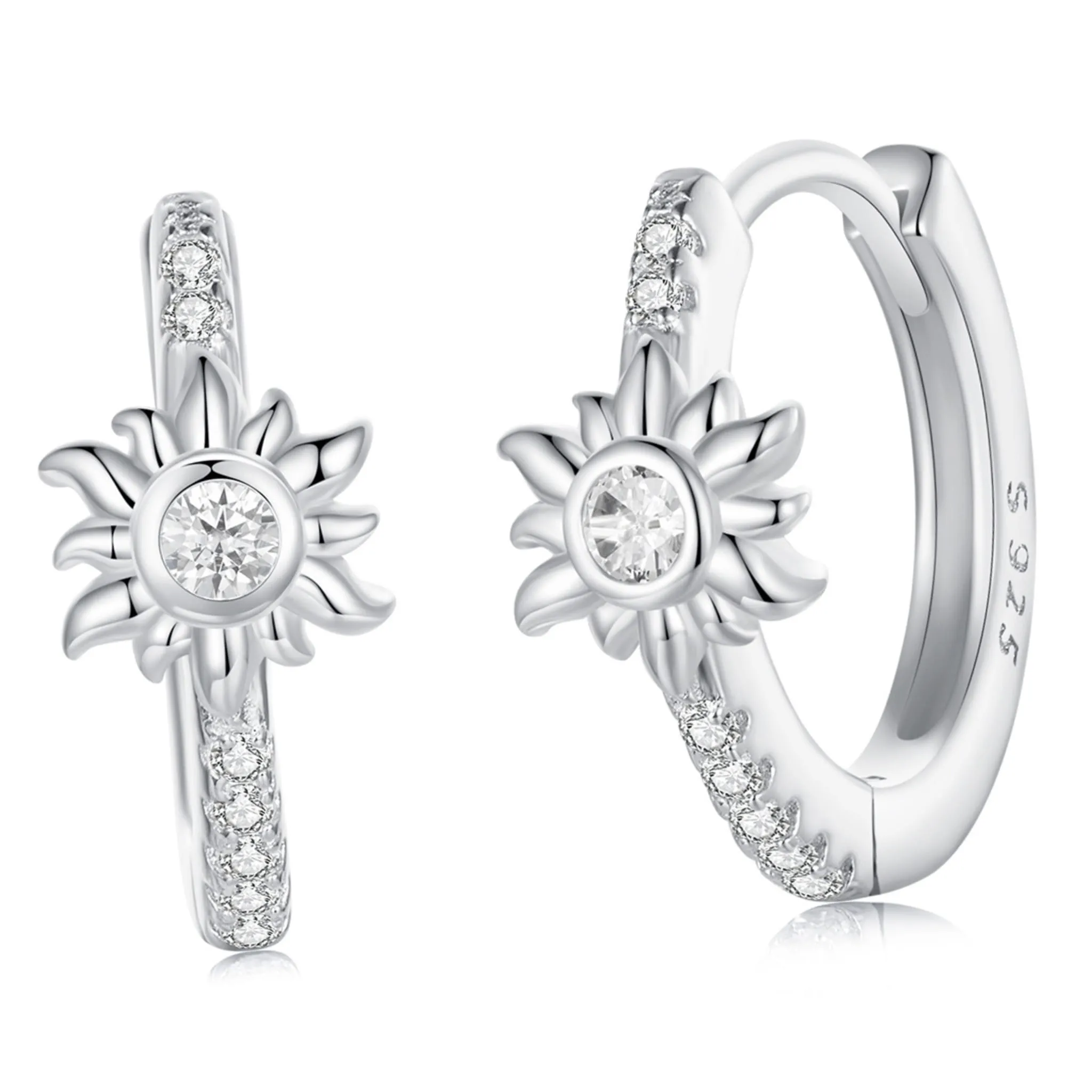 Srebrne koła ze słońcami kolczyki zatrzaski srebro 925