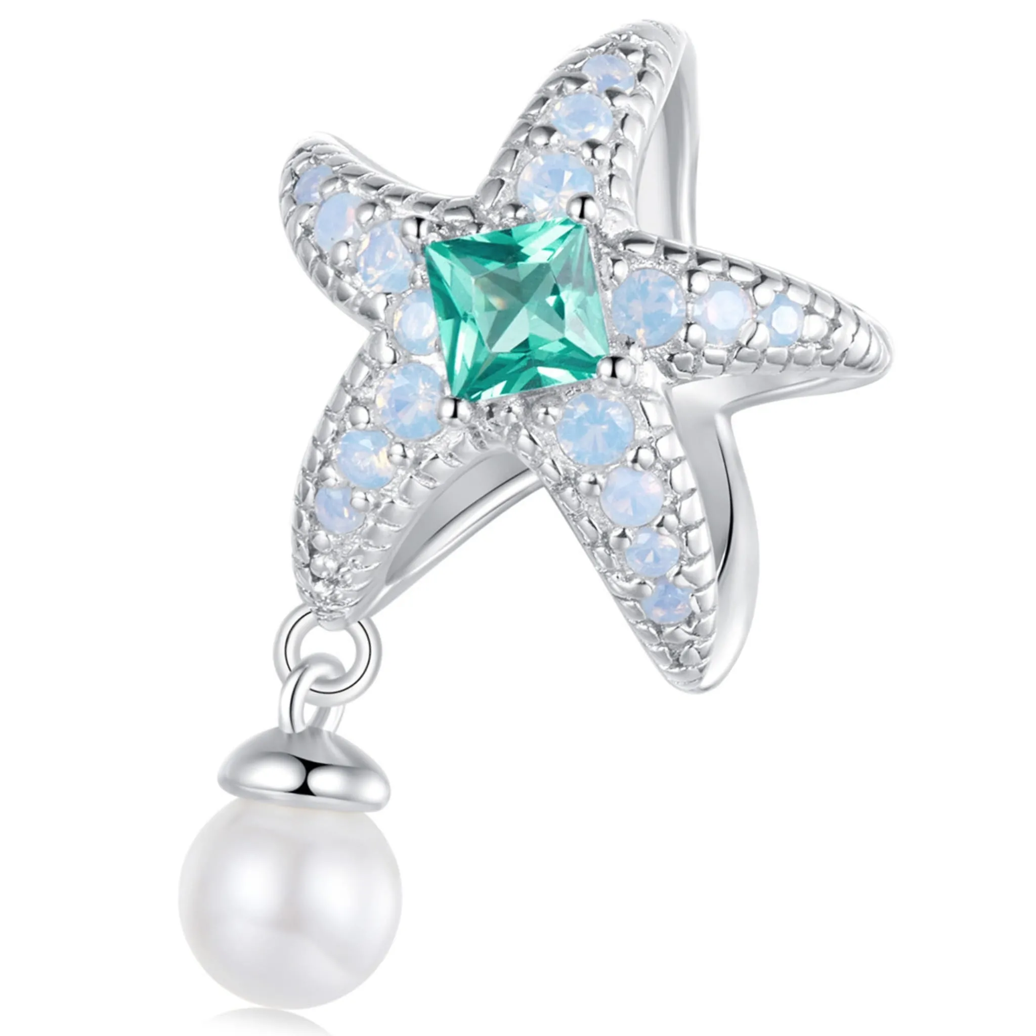 Opalizująca rozgwiazda srebrny charms koralik beads srebro 925