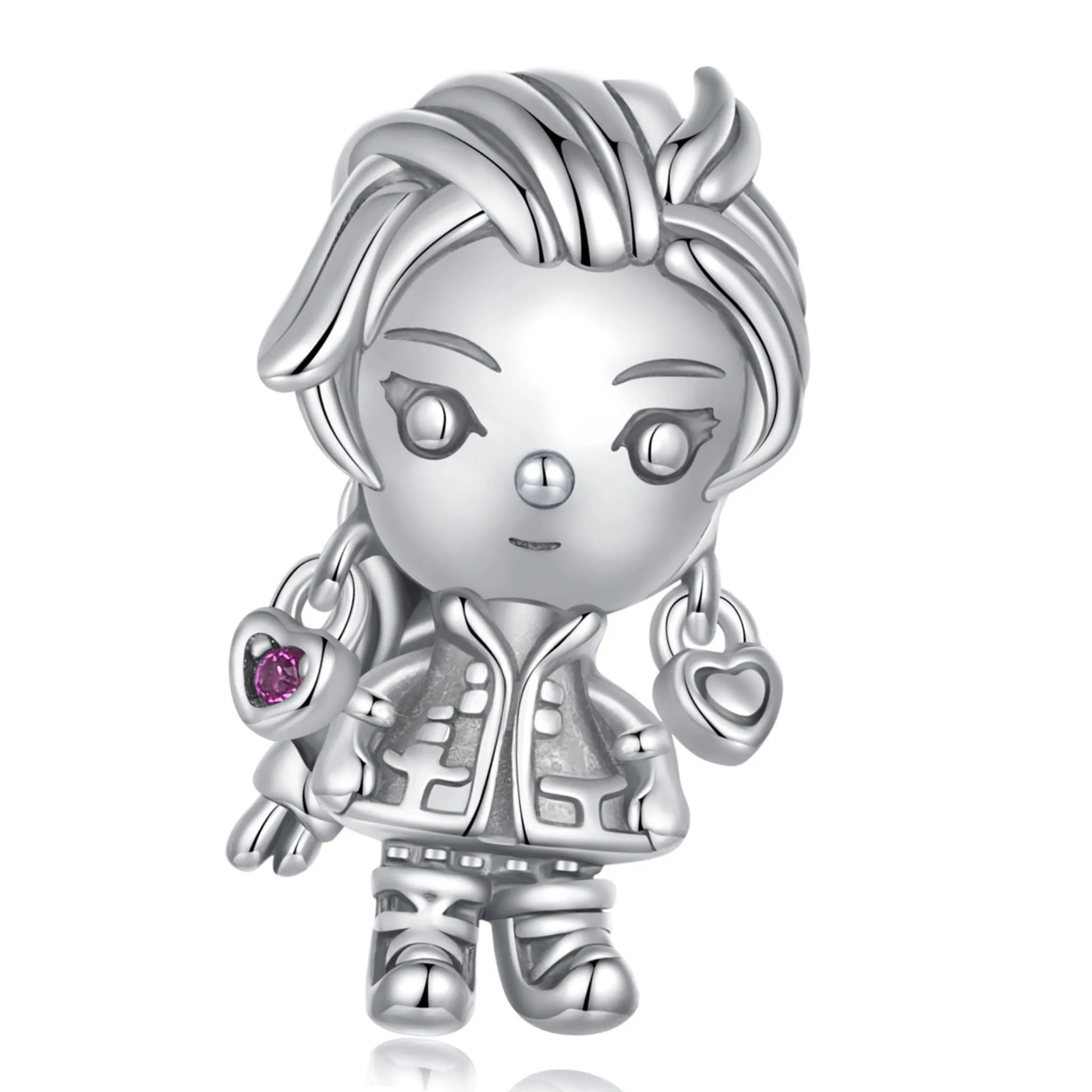 Punk dziewczyna srebrny charms koralik beads srebro 925