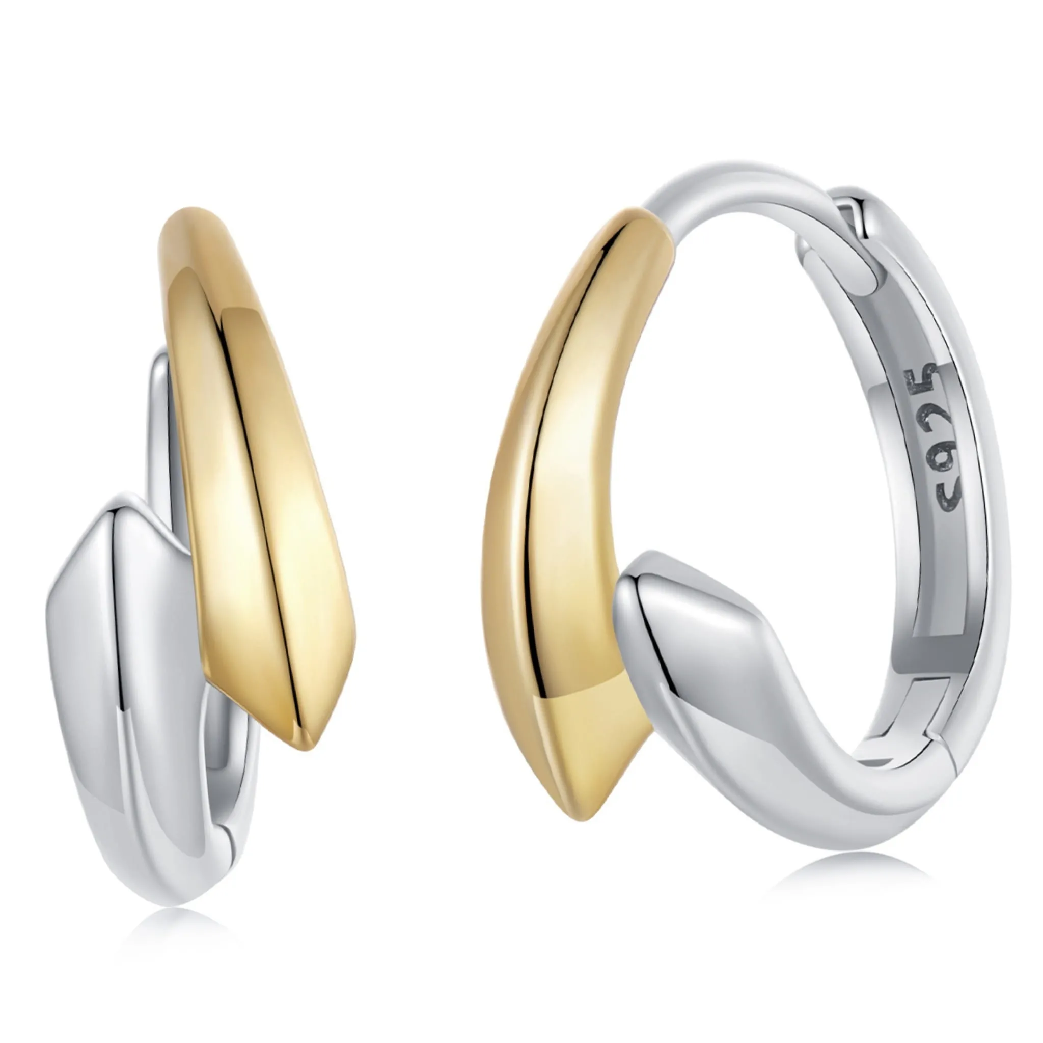 Kolczyki koła z pozłacanym elementem zatrzaski kolczyki srebro 925