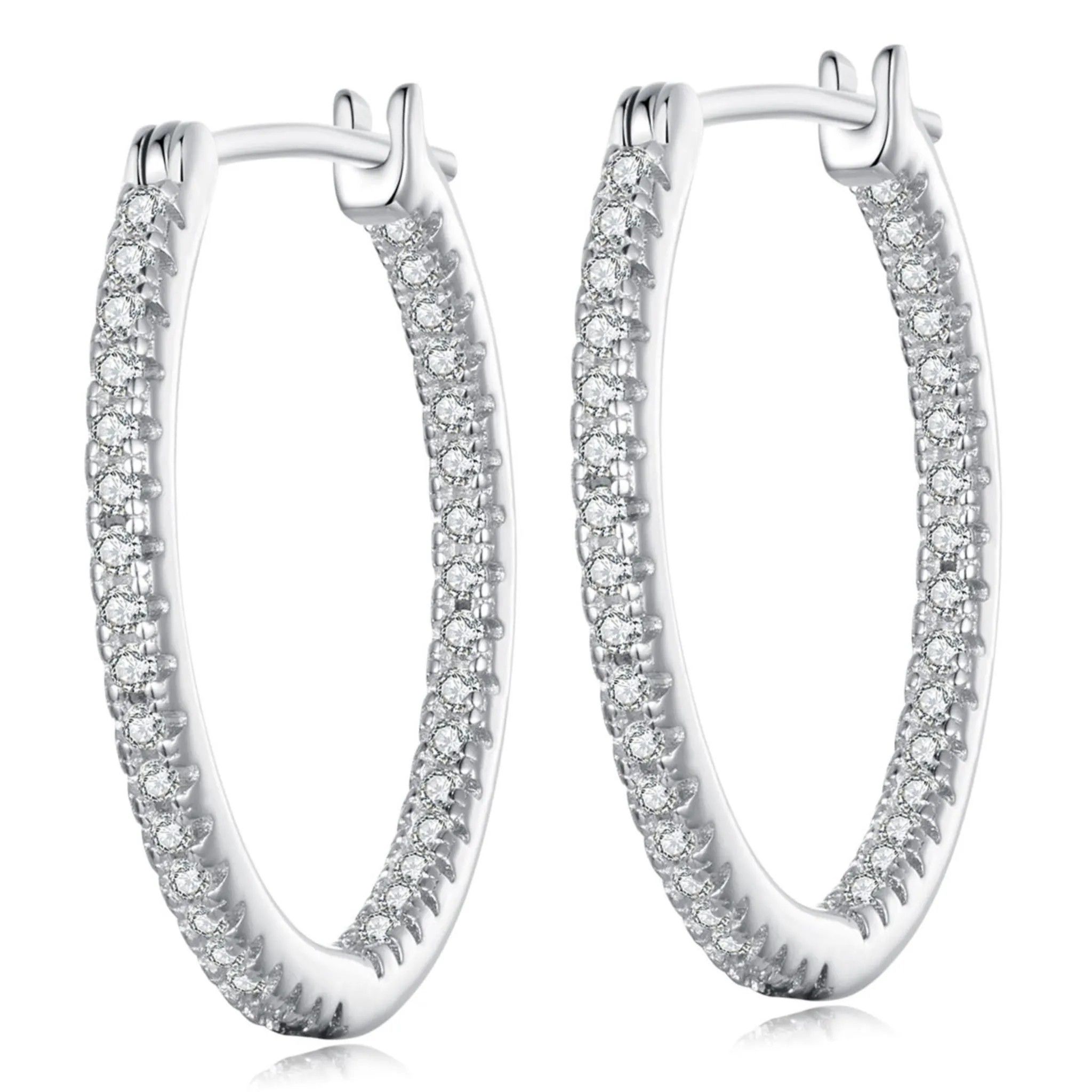 Srebrne kolczyki kryształowe koła zatrzaski srebro 925 rozmiar M