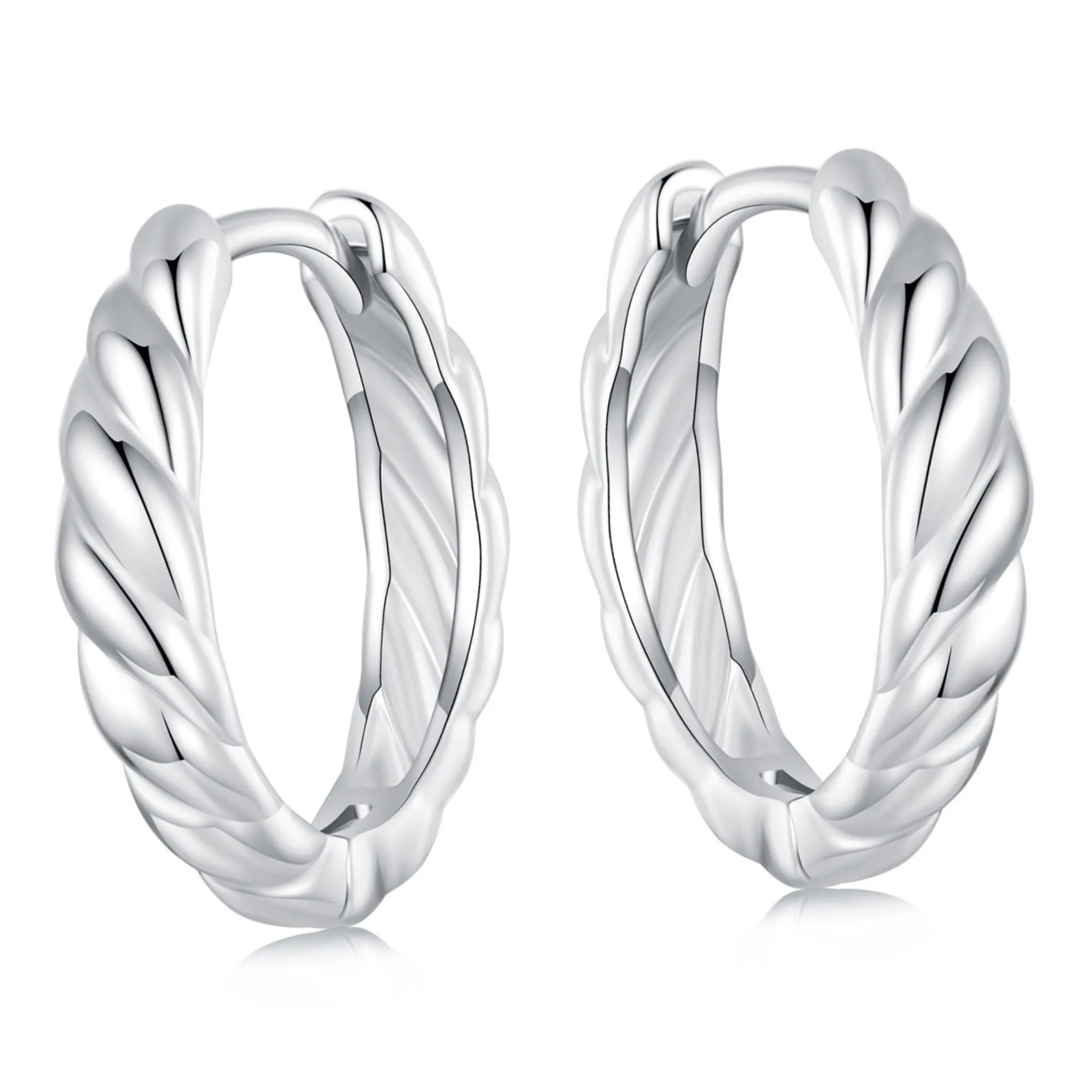 Srebrne kolczyki falowane koła zatrzaski srebro 925 rozmiar M