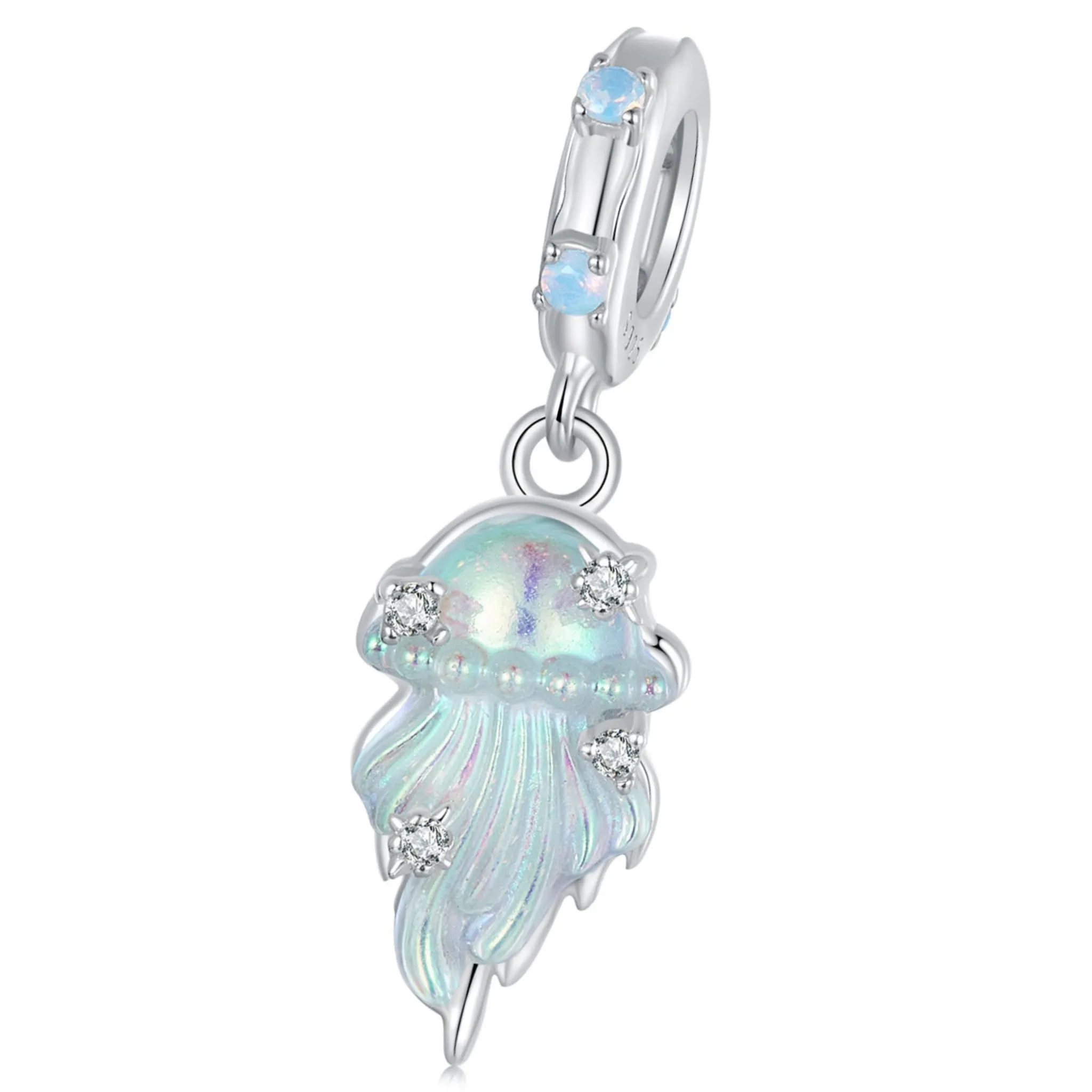 Opalizująca meduza srebrna zawieszka koralik beads srebro 925