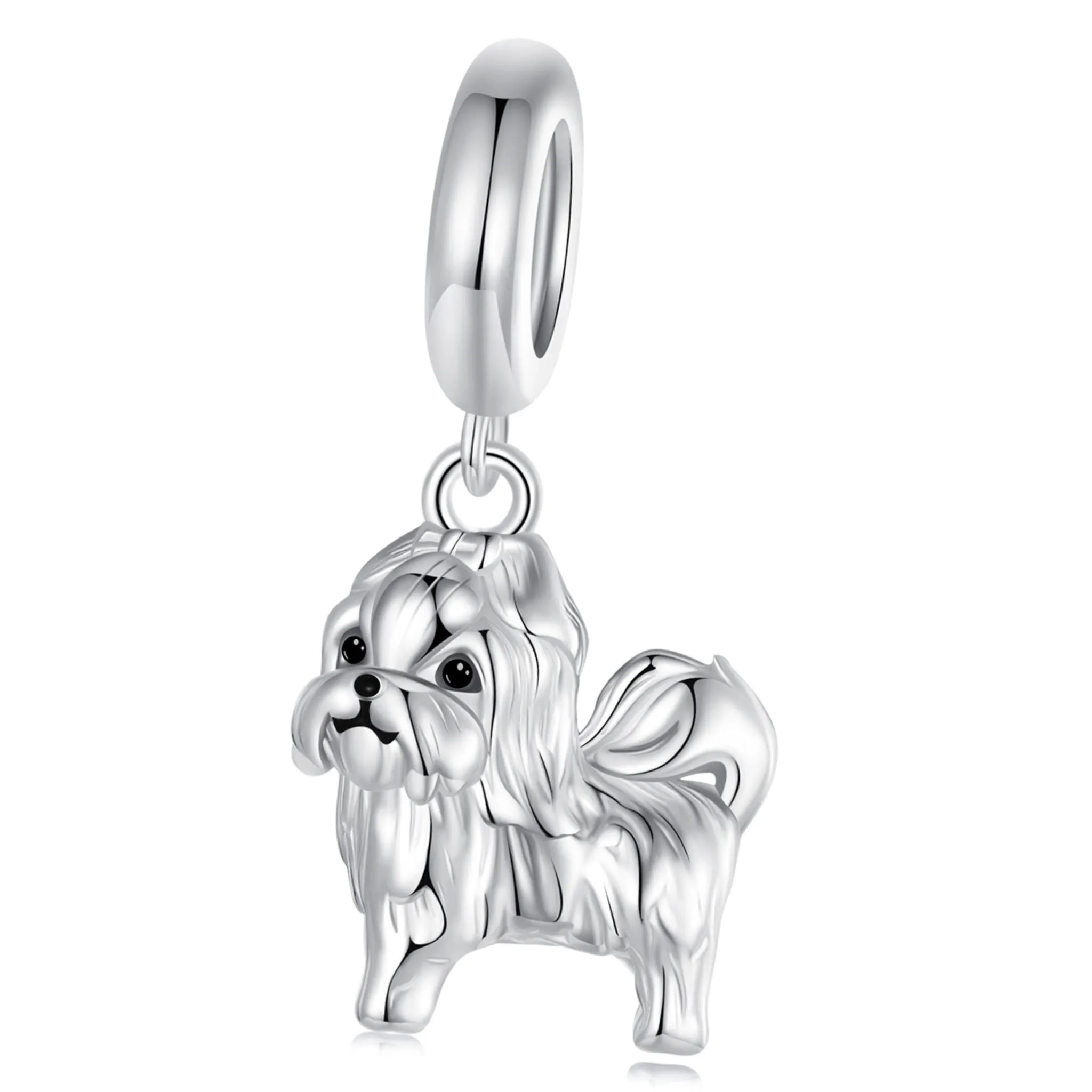 Piesek rasy Shih Tzu charms srebrna zawieszka beads srebro 925