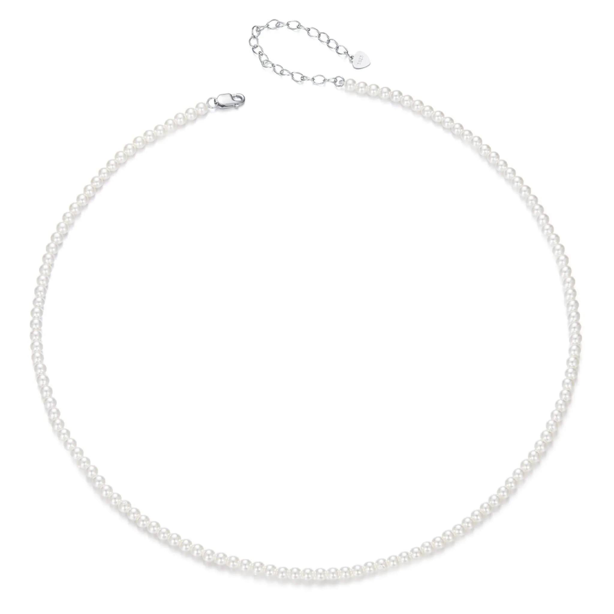 Elegancki srebrny naszyjnik z perłami seashell i regulacją długości