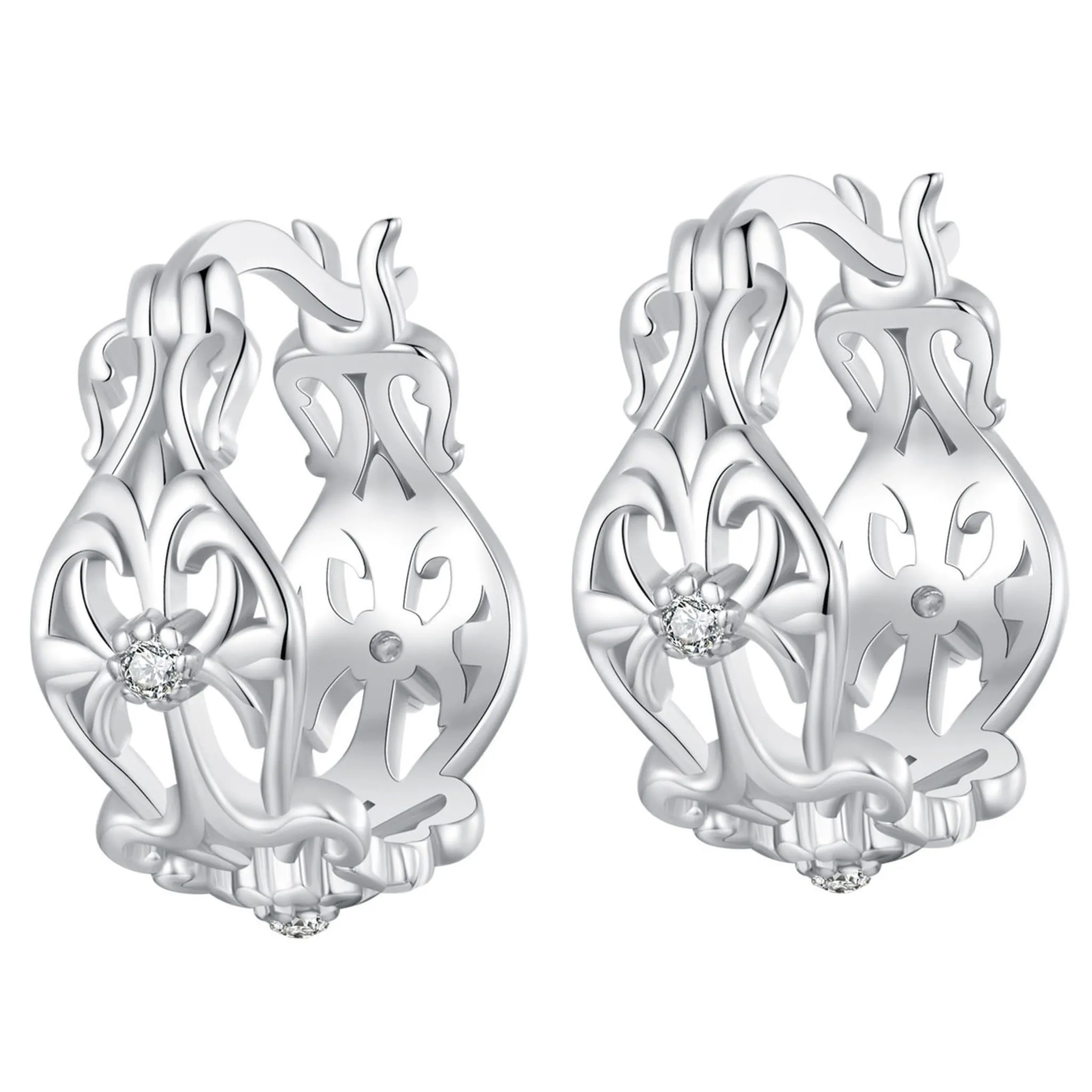 Kolczyki retro w ażur srebrne koła zatrzaski srebro 925