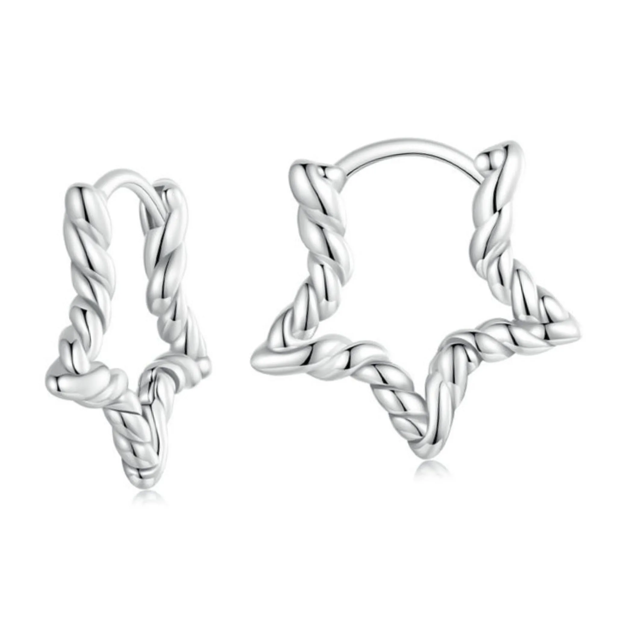 Skręcane gwiazdki srebrne kolczyki zatrzaski srebro 925