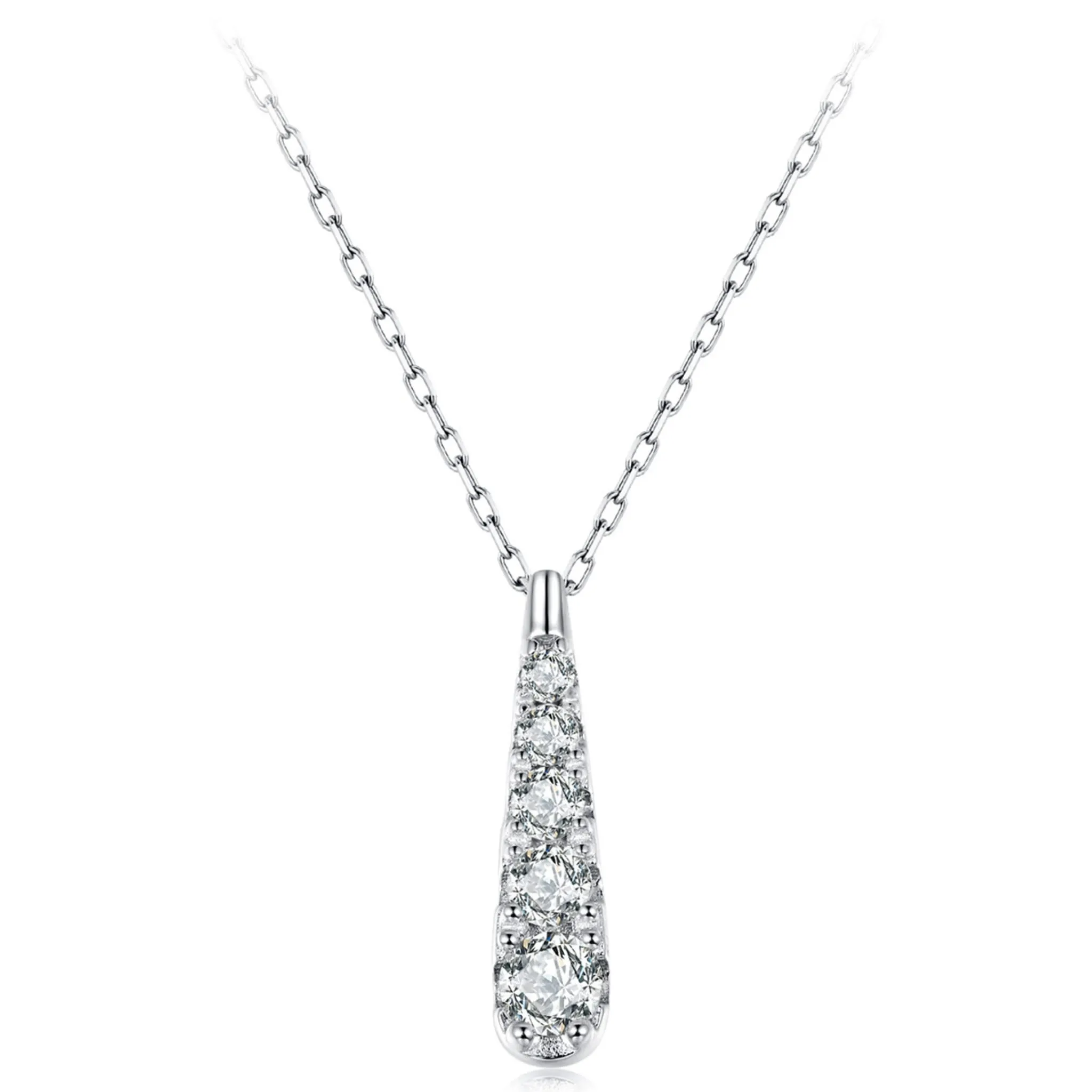 Srebrny naszyjnik z kryształową łezką regulacją długości srebro 925