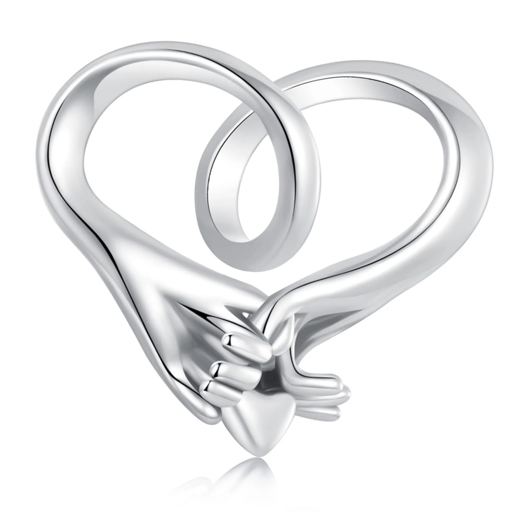 Złączone dłonie w kształcie serca srebrna zawieszka beads srebro 925