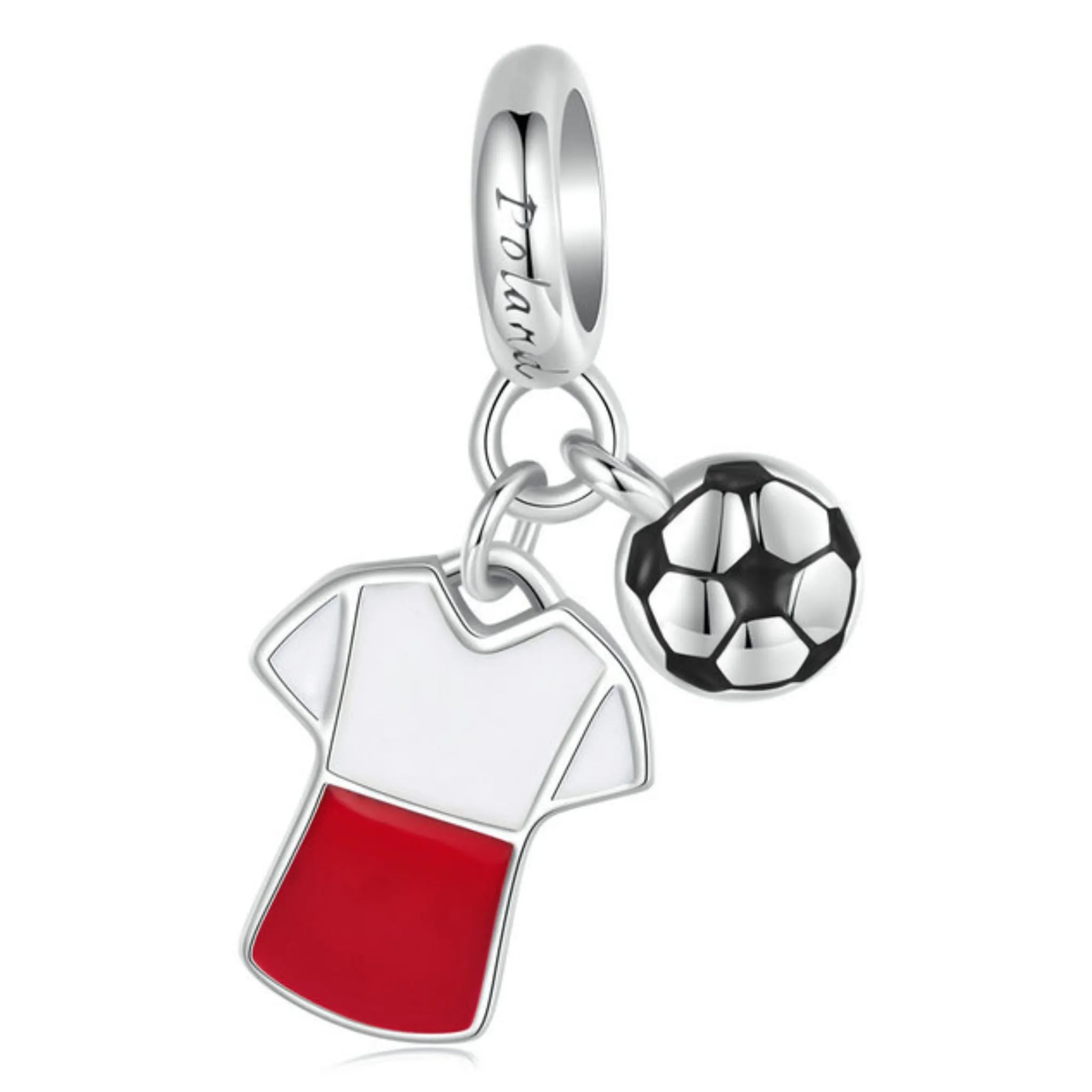 Charms dla kibica koszulka z flagą Polski srebrna zawieszka beads srebro 925