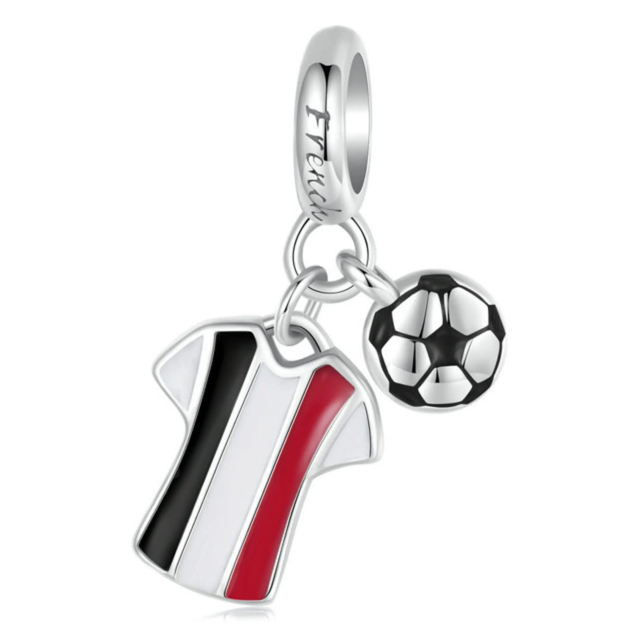 Charms dla kibica koszulka z flagą Francji srebrna zawieszka beads srebro 925