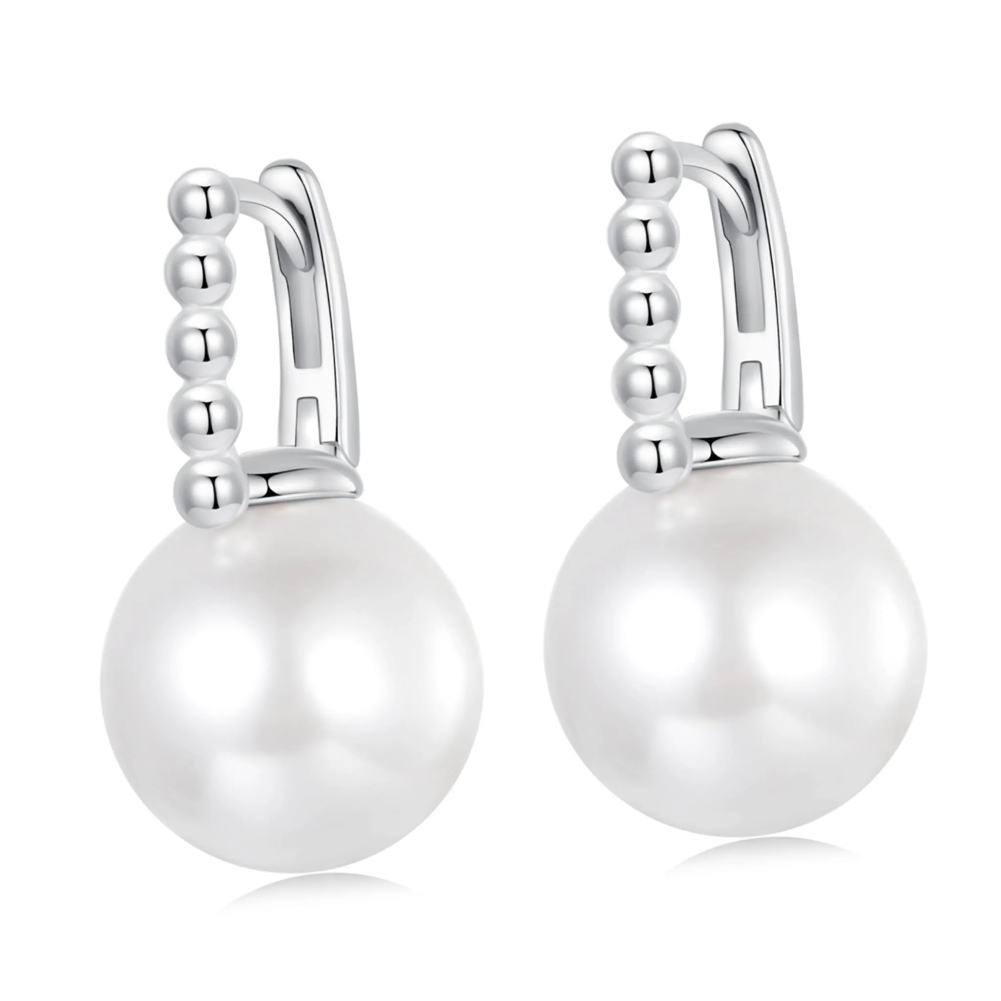 Srebrne bigle zamykane z perłami kolczyki srebro 925