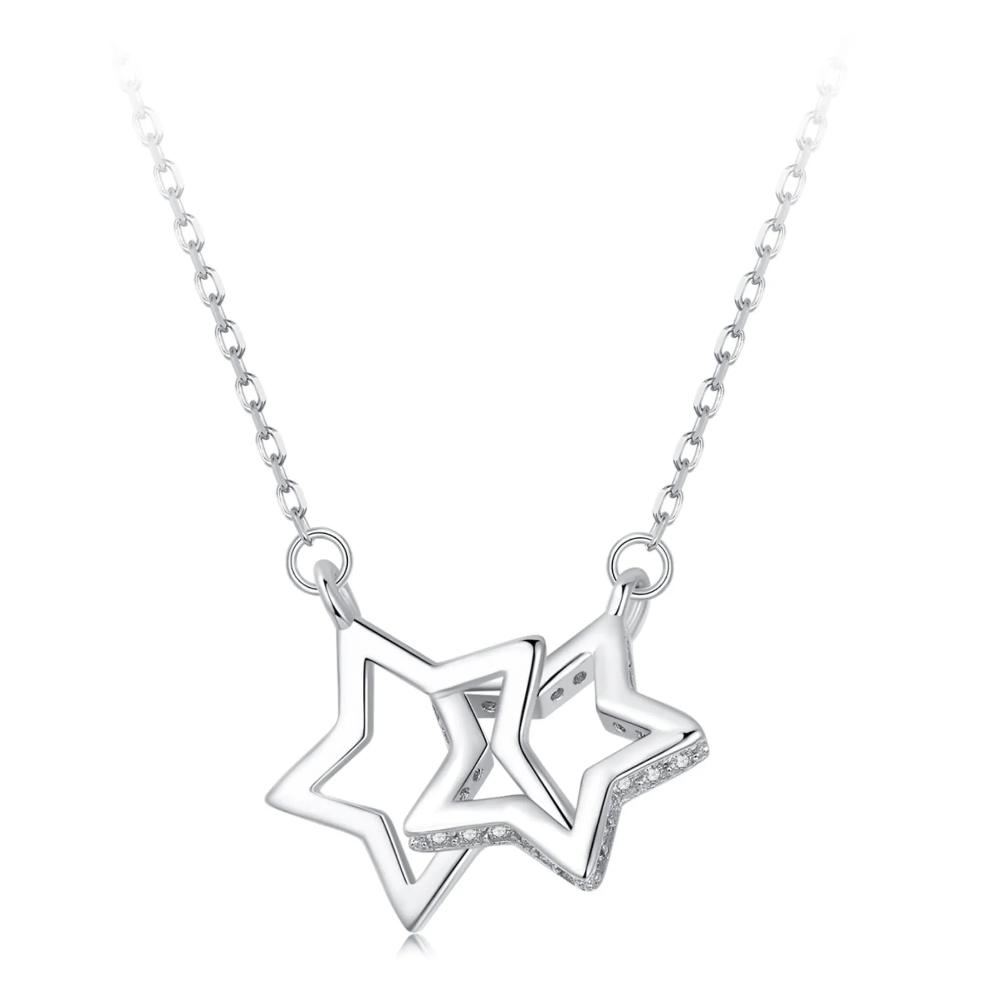 Srebrny naszyjnik z dwoma gwiazdami i regulacją długości srebro 925