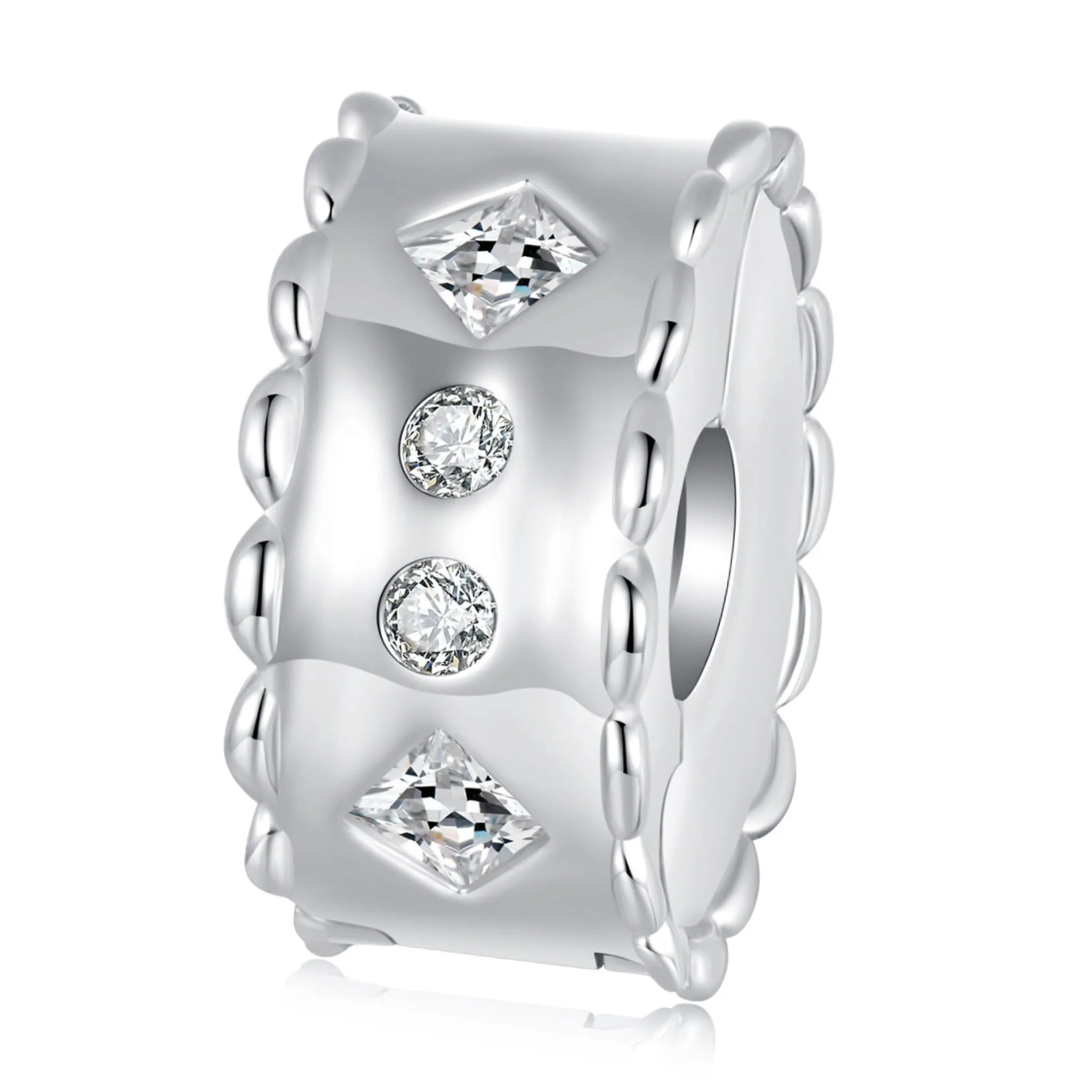 Spinka w kryształy stoper srebrny charms beads srebro 925