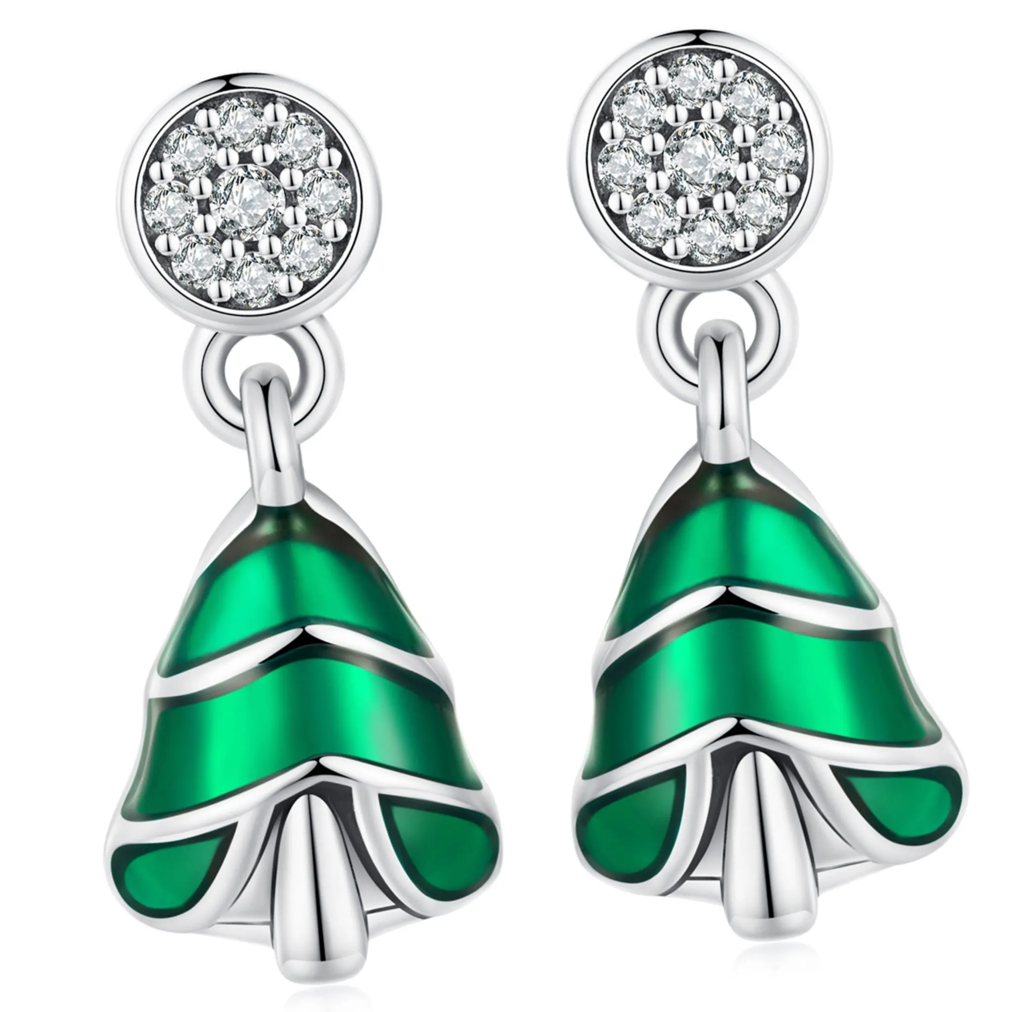 Srebrne kolczyki wiszące choinki sztyfty srebro 925