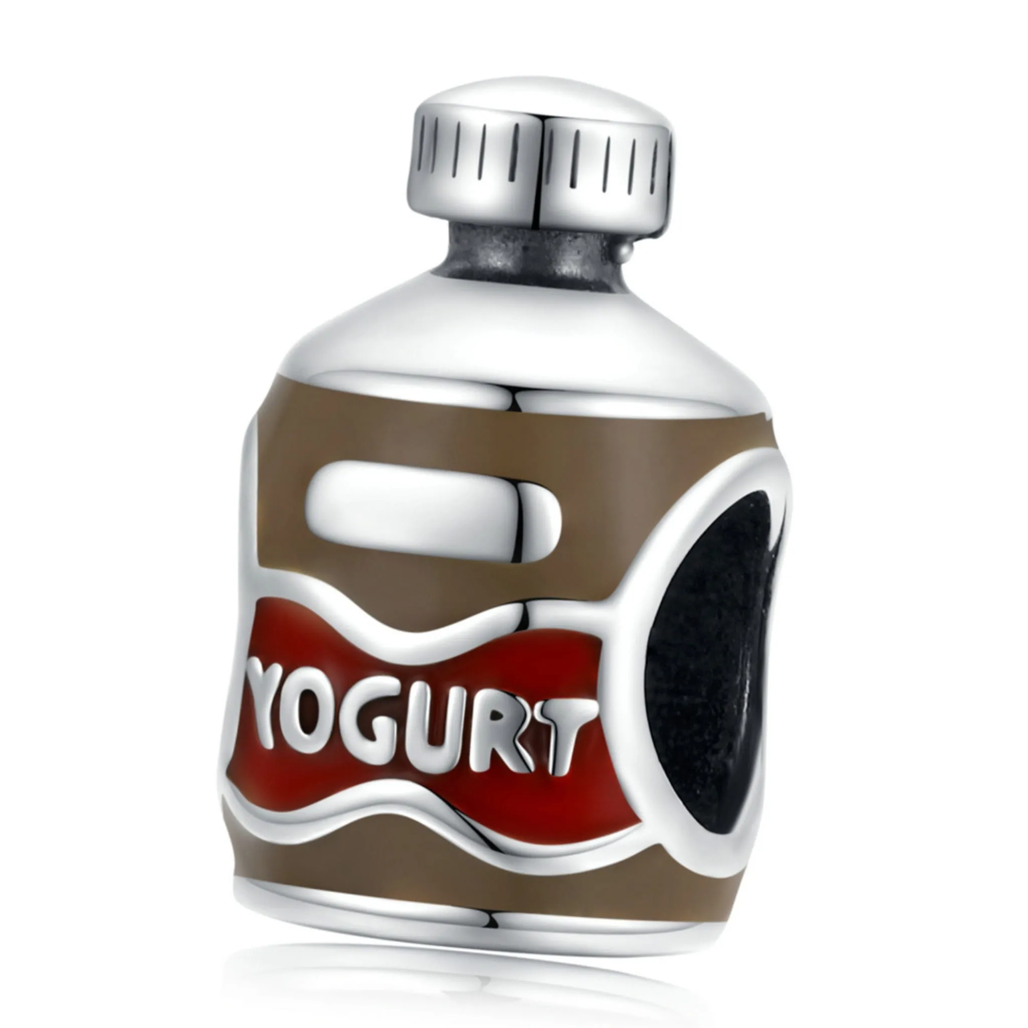 Butelka jogurtu srebrny charms koralik beads srebro 925