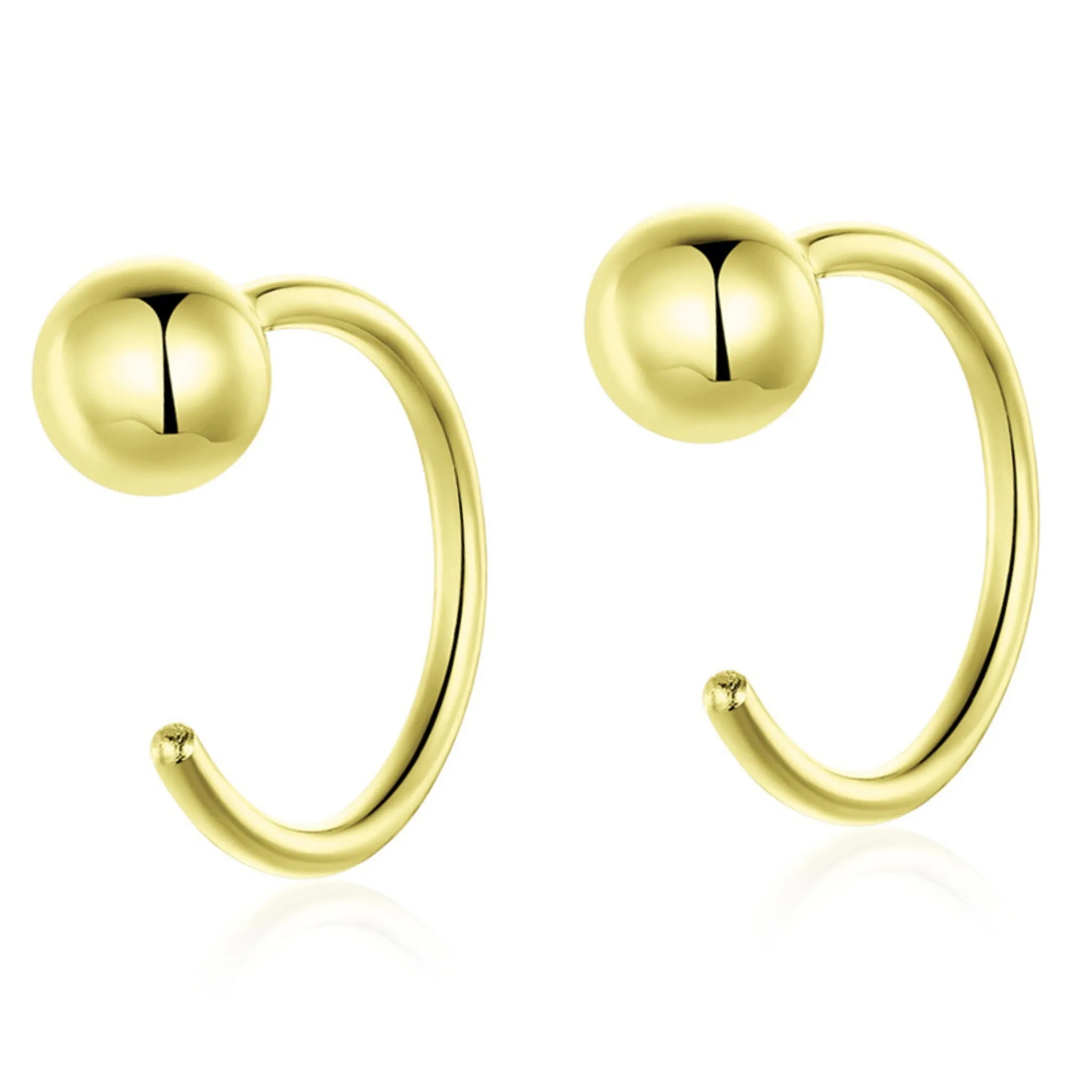 Srebrne kolczyki pozłacane kuleczki bigle otwarte srebro 925