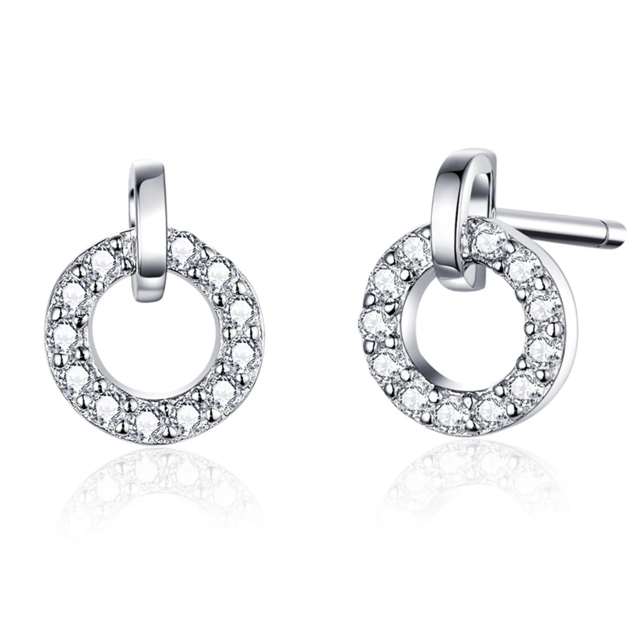 Srebrne kolczyki kryształowe kółeczka sztyfty srebro 925