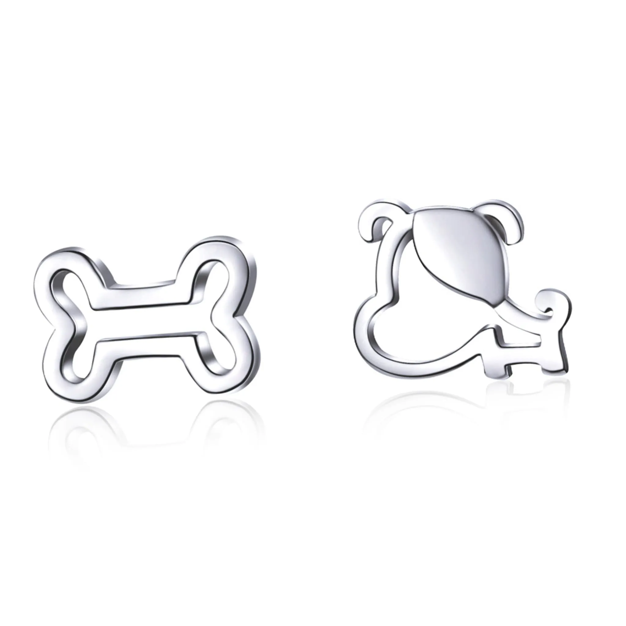 Srebrne kolczyki piesek z kostką sztyfty srebro 925