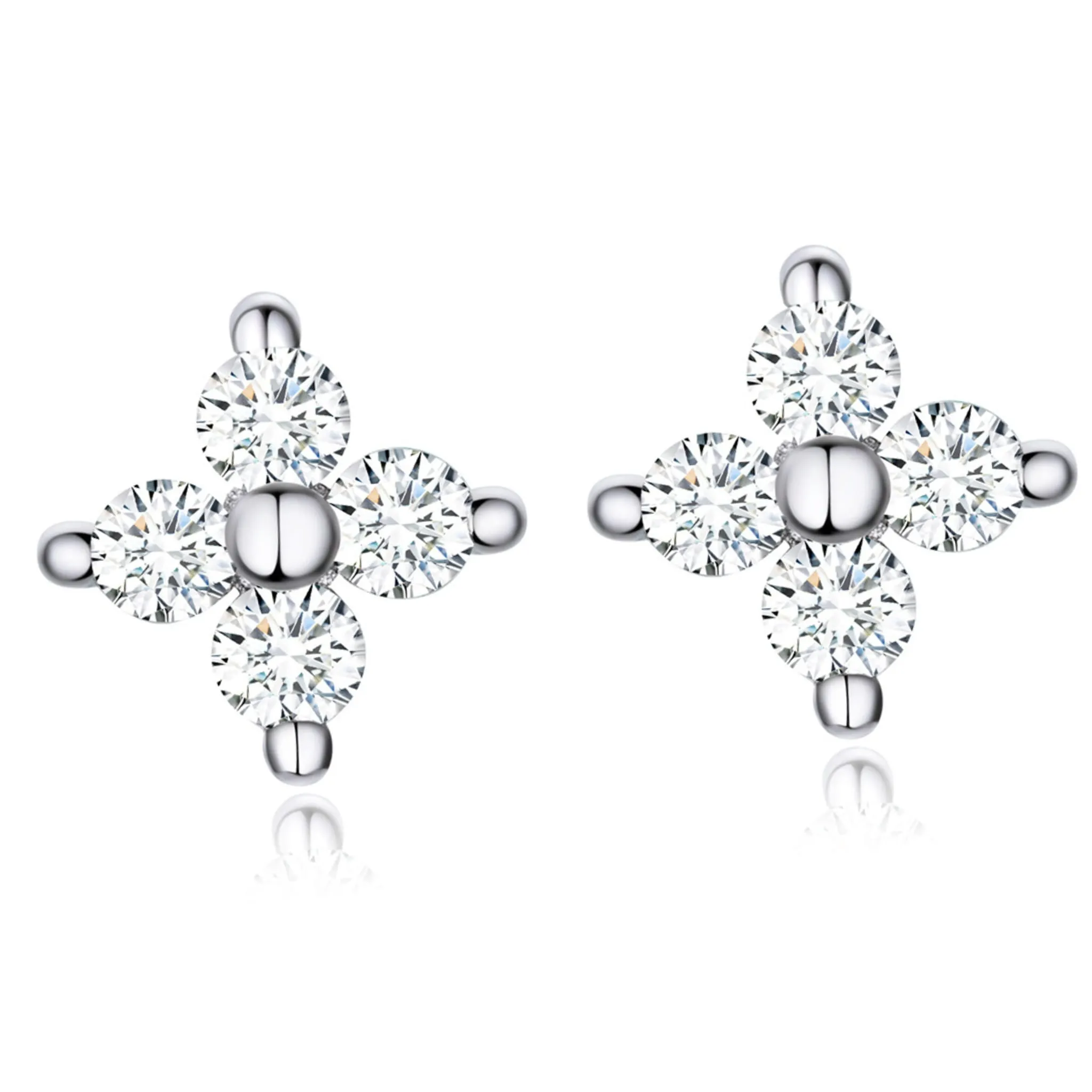 Drobne srebrne kolczyki kryształowe kwiatuszki sztyfty srebro 925