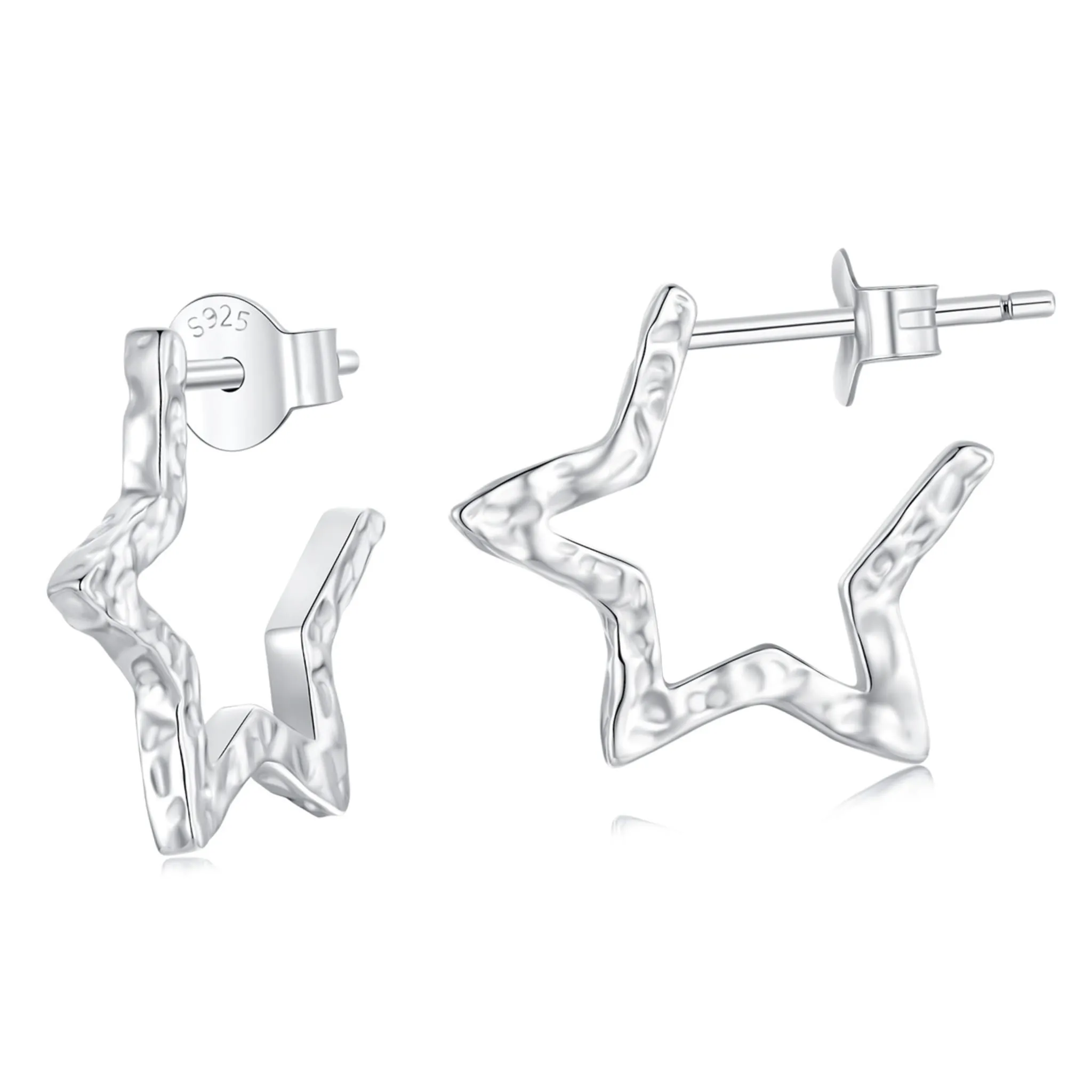 Kolczyki ze srebra w kształcie gwiazd sztyfty srebro 925
