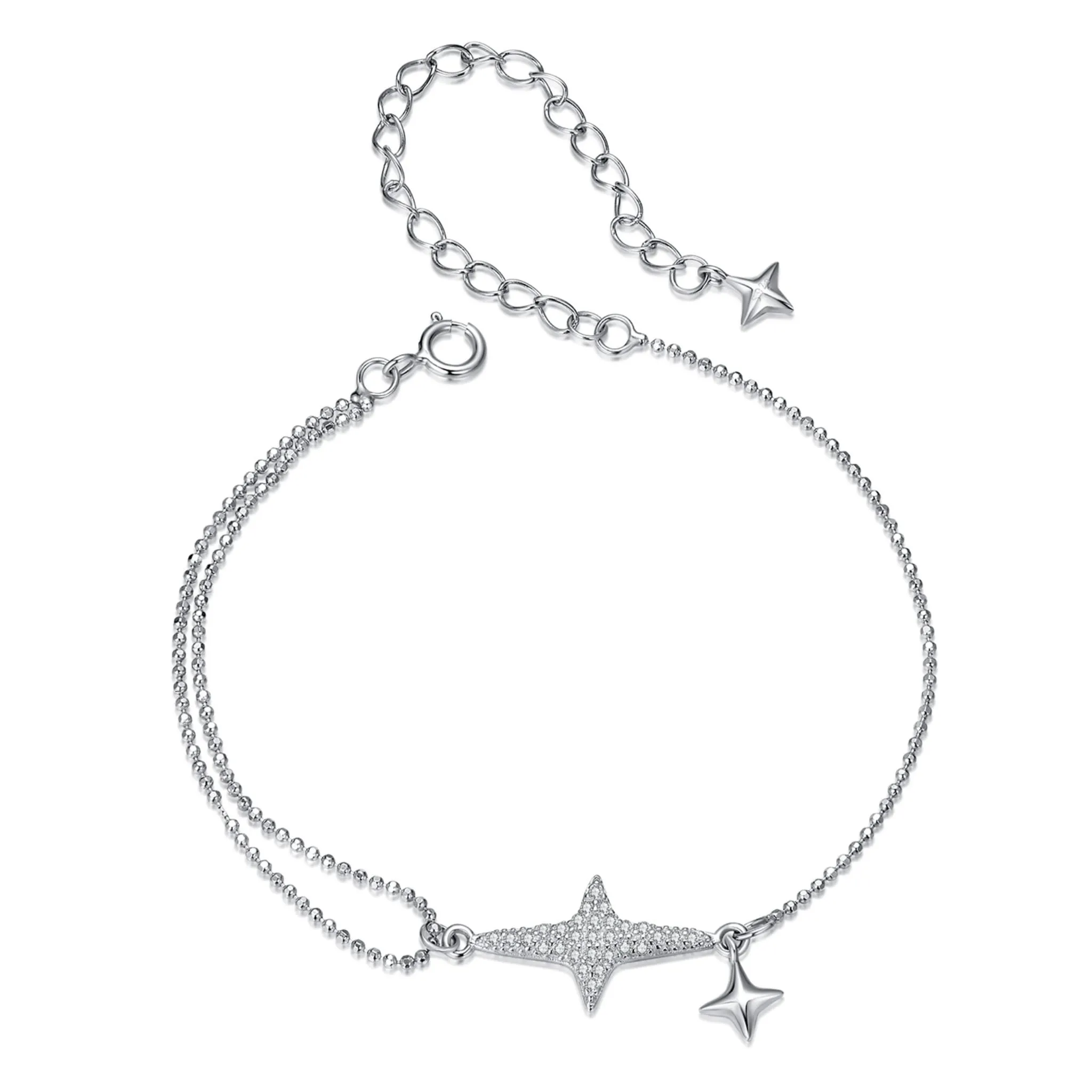 Srebrna bransoletka z kryształową gwiazdką polarną srebro 925