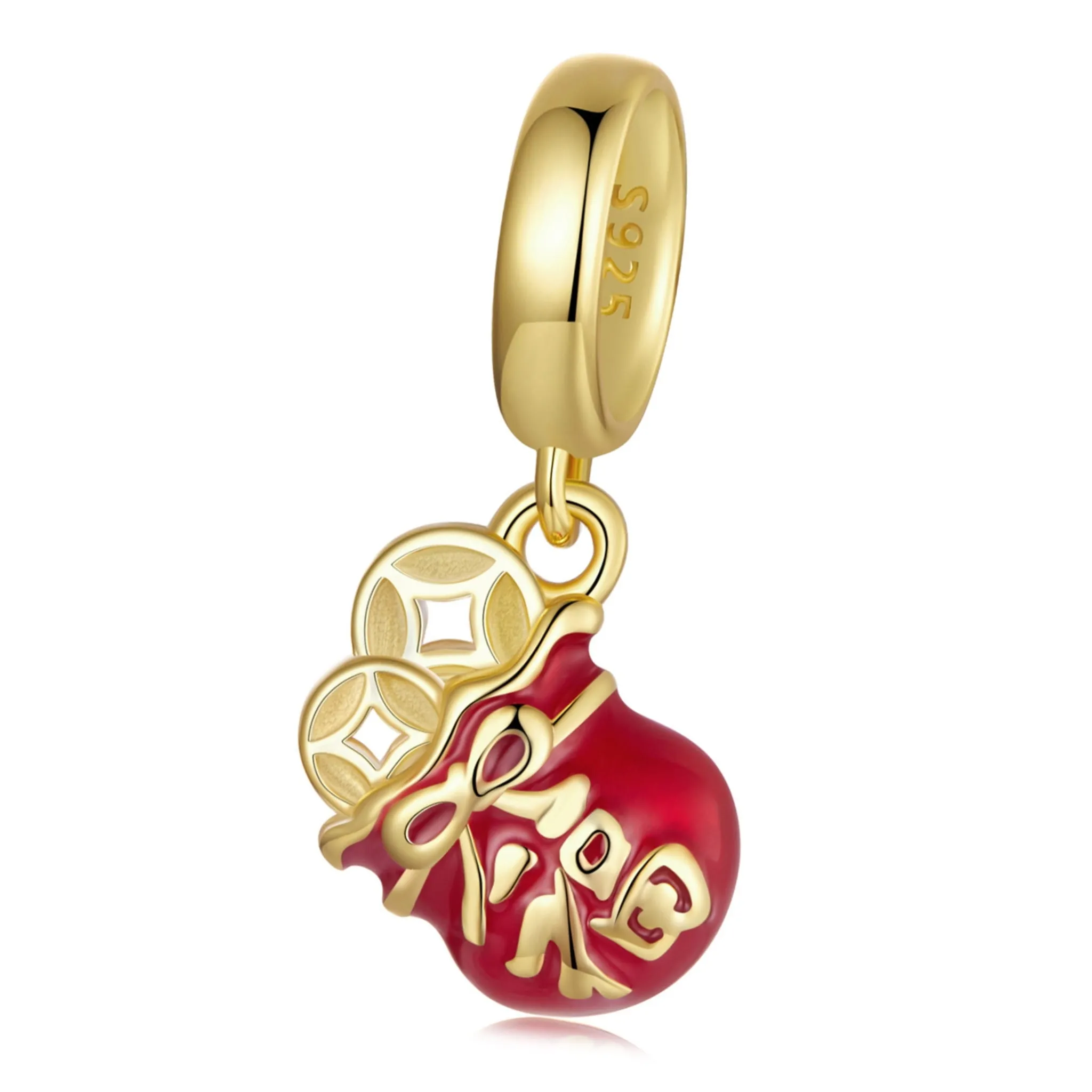 Srebrna zawieszka pozłacana sakiewka pieniędzy beads koraliki srebro 925