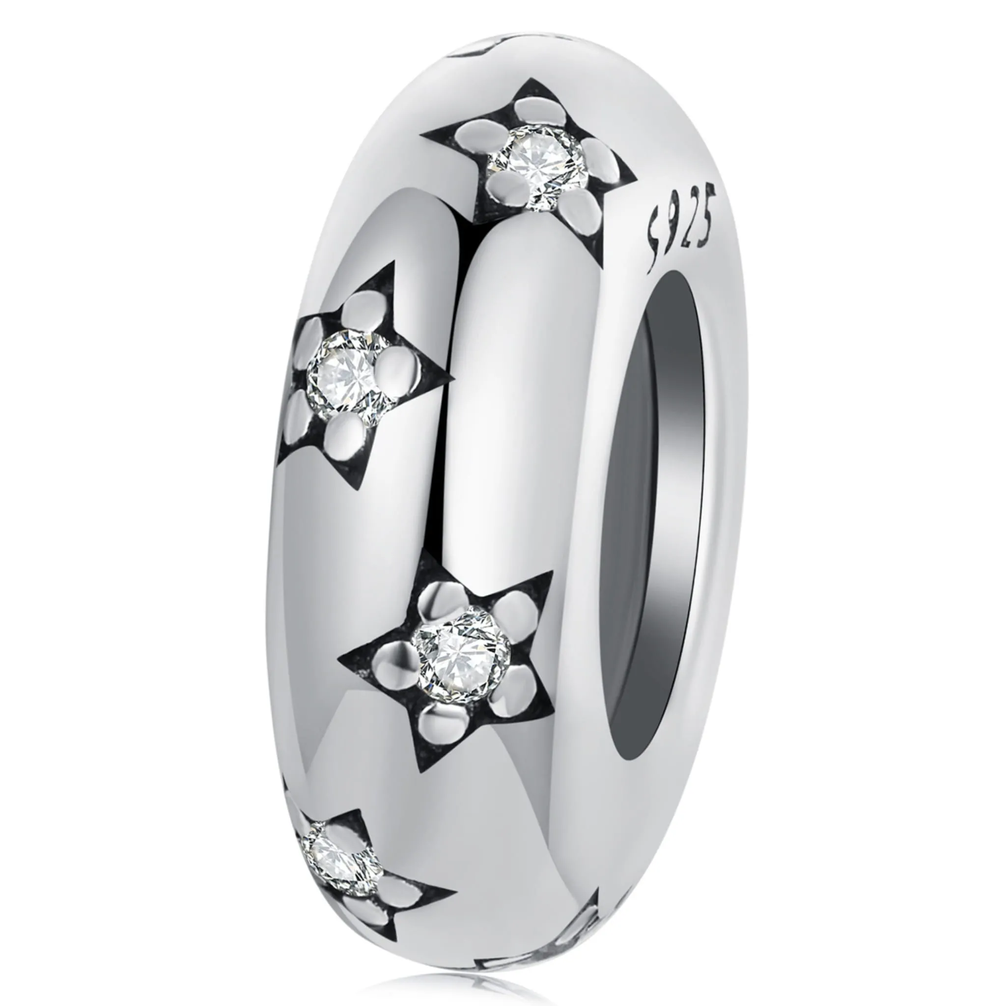 Srebrny stoper charms w gwiazdki stoper do bransoletki srebro 925