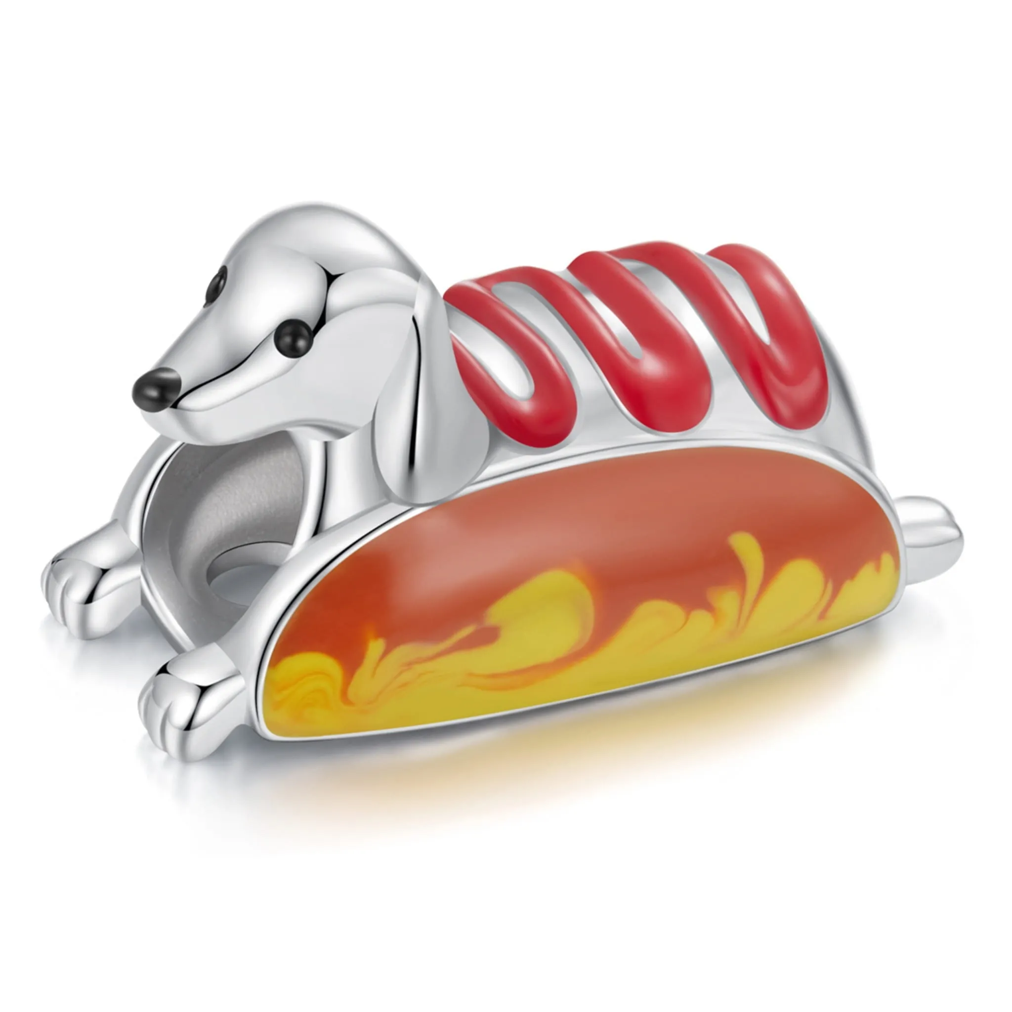 Srebrny charms jamnik hot dog koralik beads srebro 925