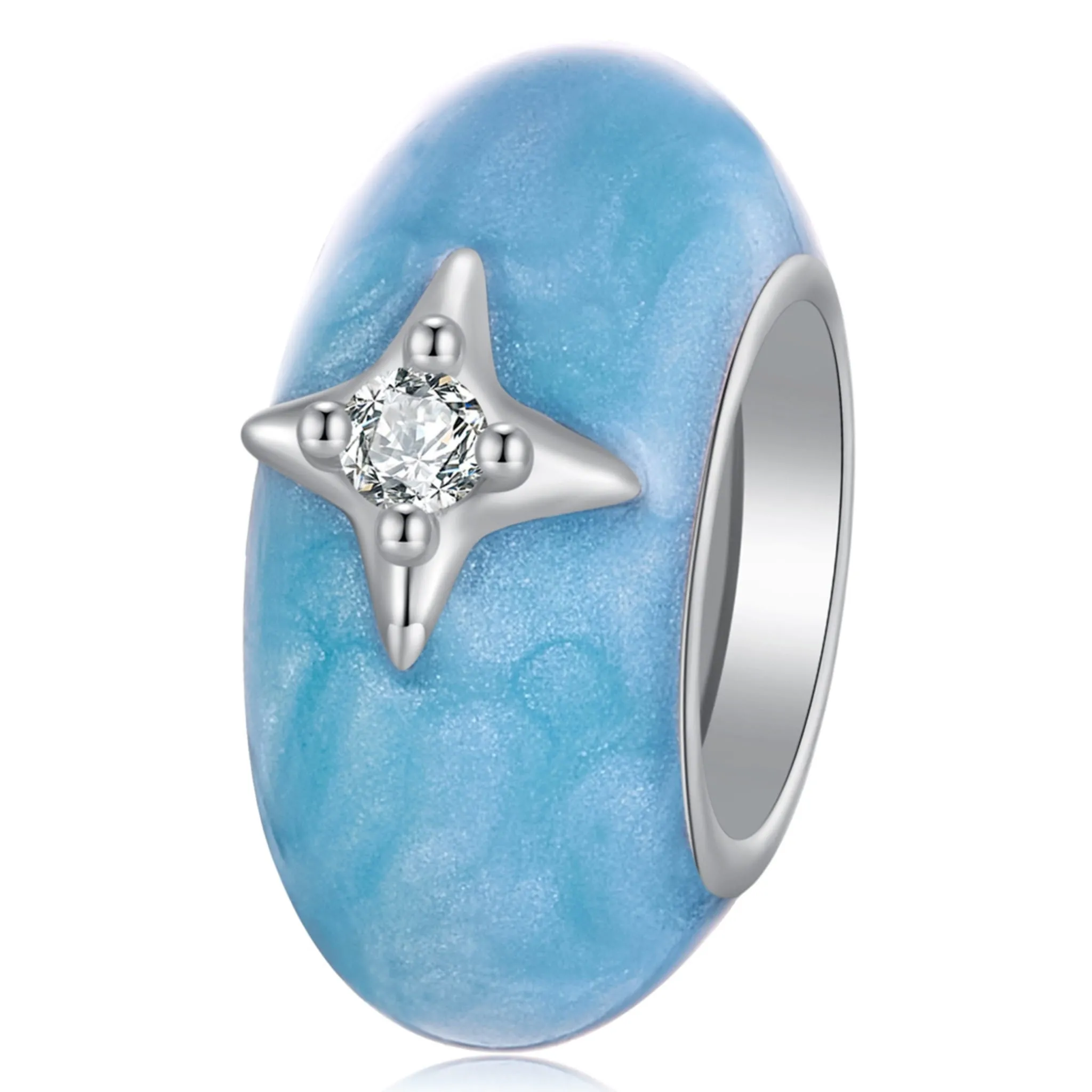 Srebrny stoper charms gwiazdki niebieski stoper do bransoletki srebro 925