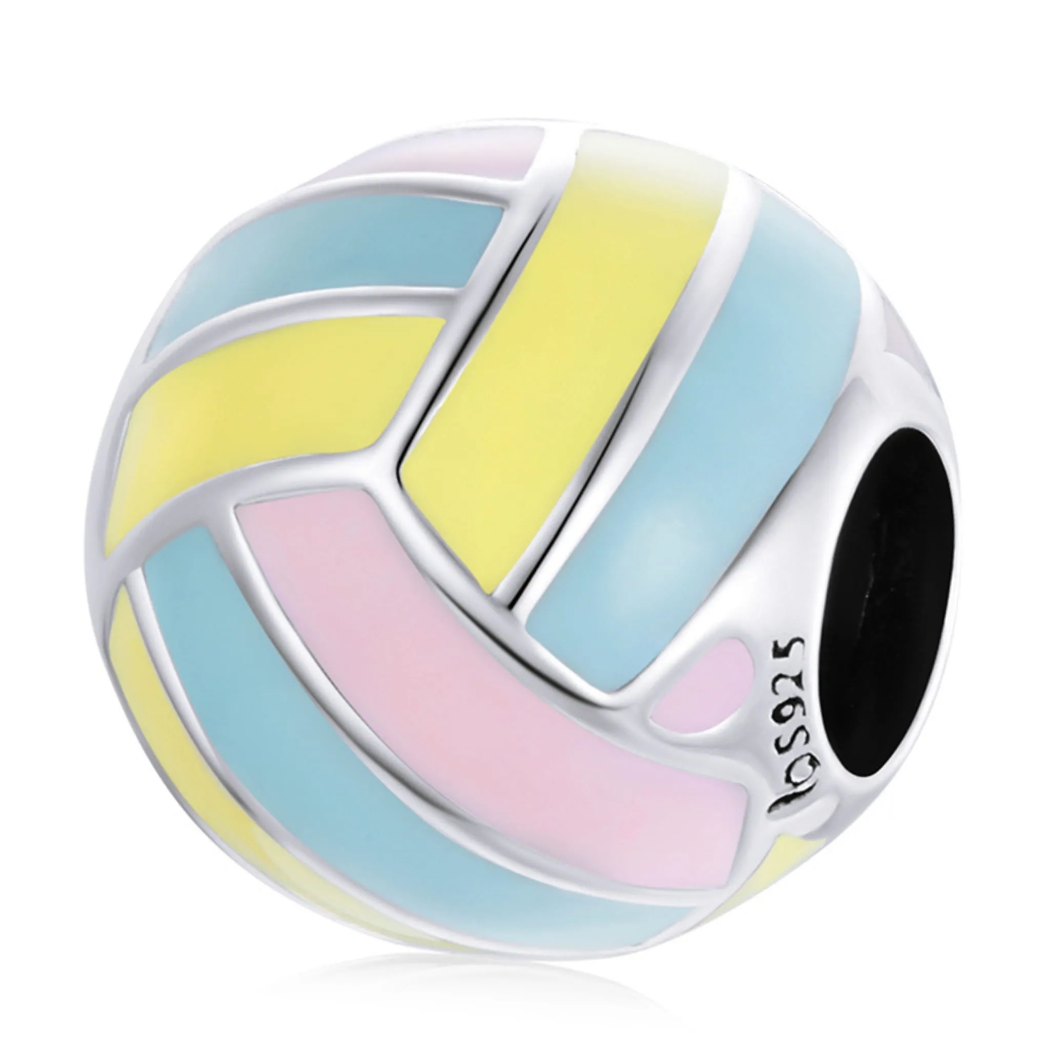 Srebrny charms kolorowa piłka do siatkówki beads srebro 925