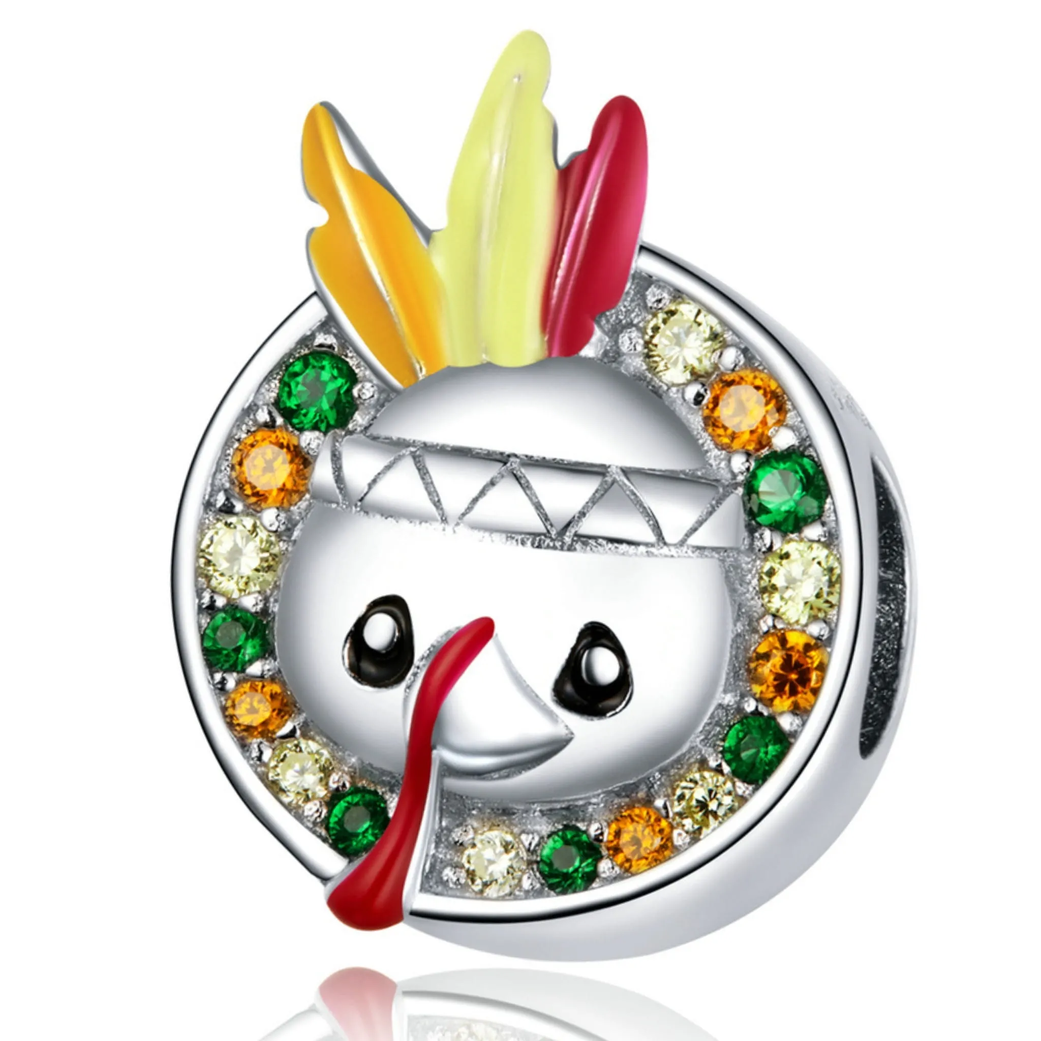 Srebrny charms kolorowy indyk beads srebro 925 koralik