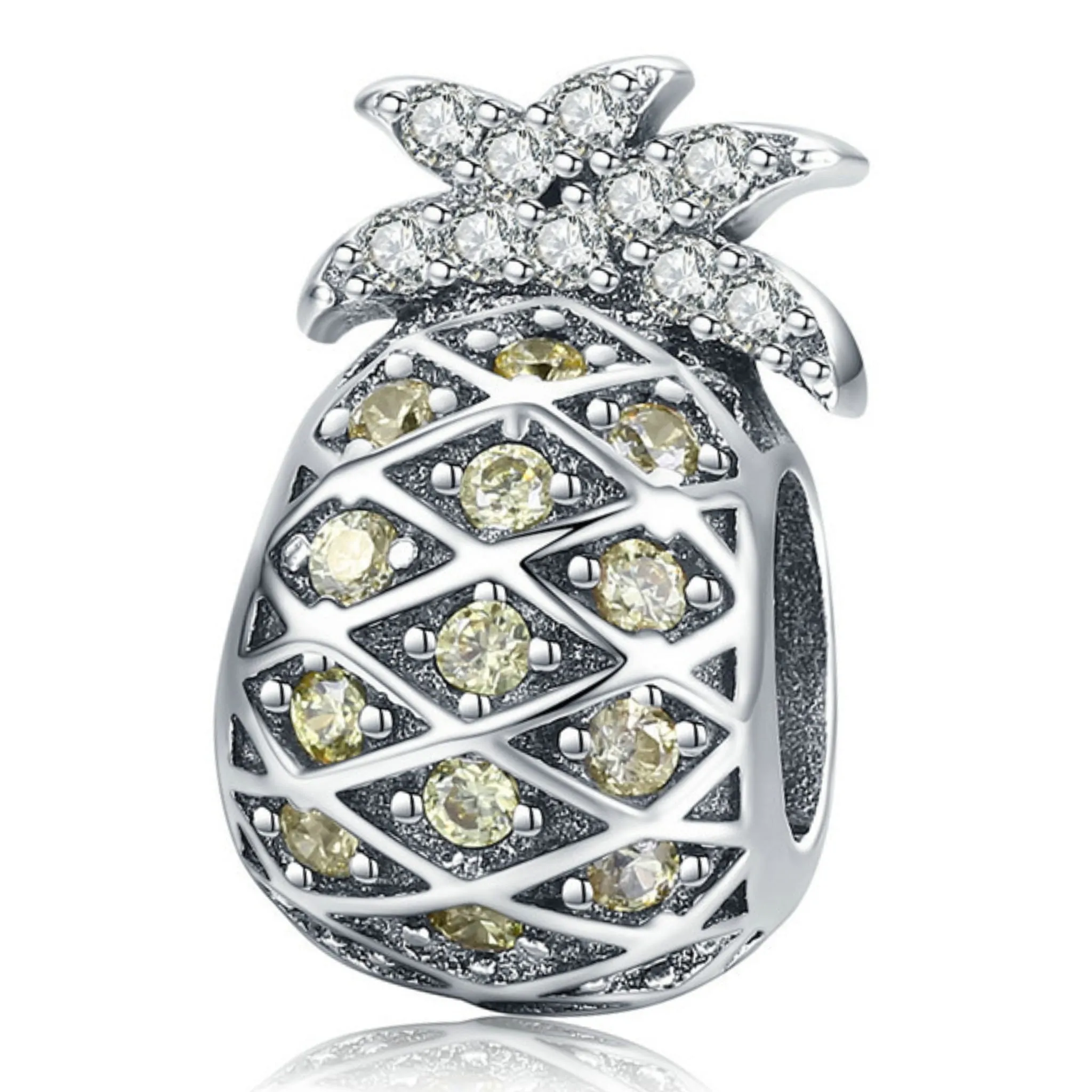 Srebrny charms kryształowy ananas beads srebro 925 koralik