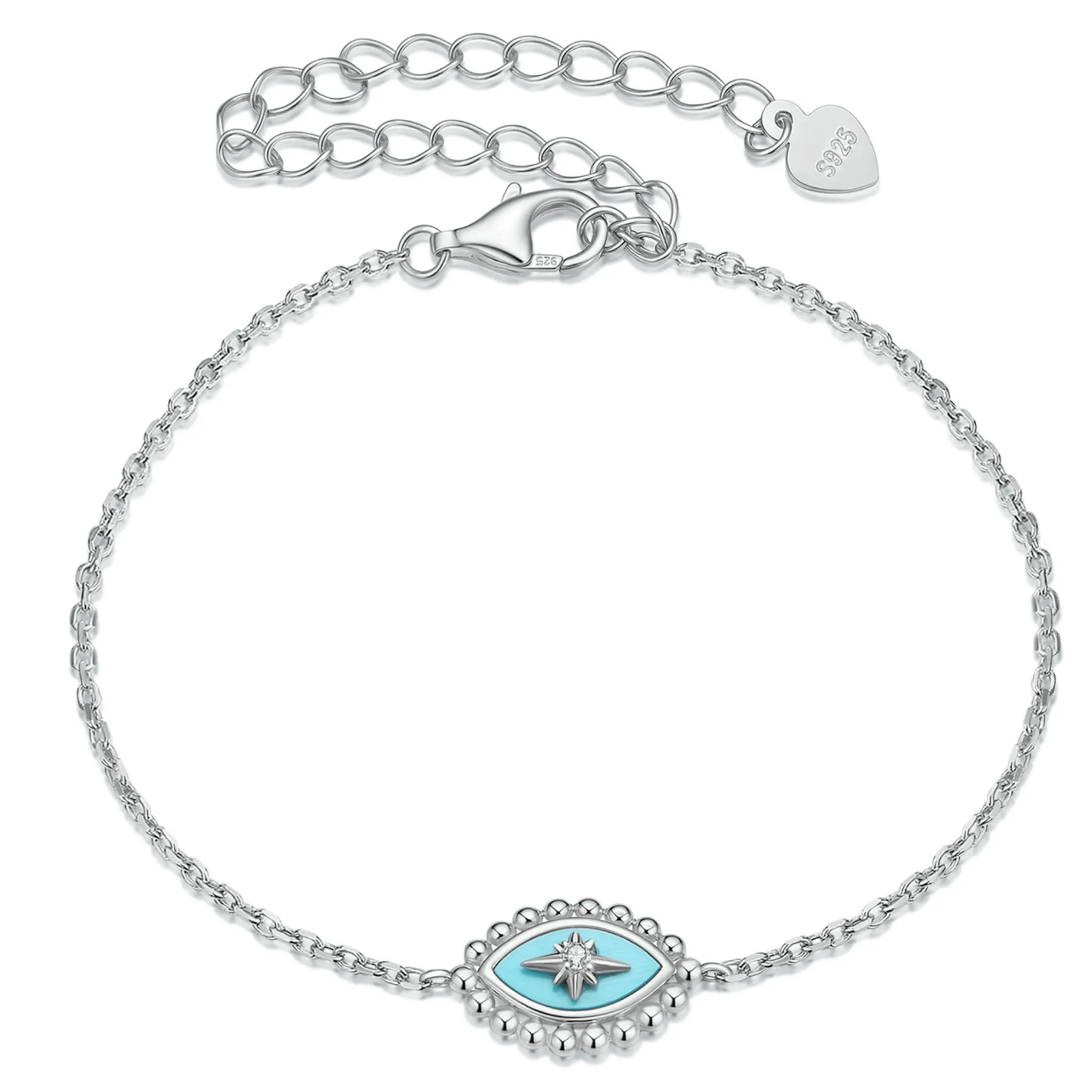 Srebrna bransoletka oko proroka z regulacją długości srebro 925