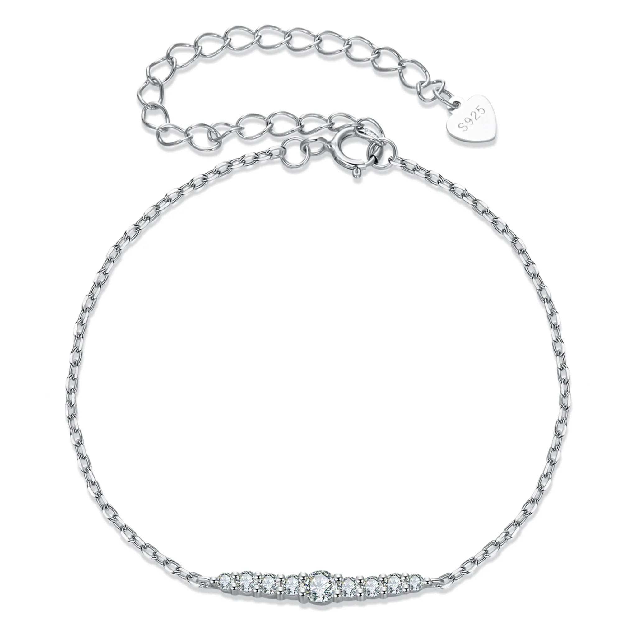 Srebrna elegancka bransoletka z Moissanitami srebro 925