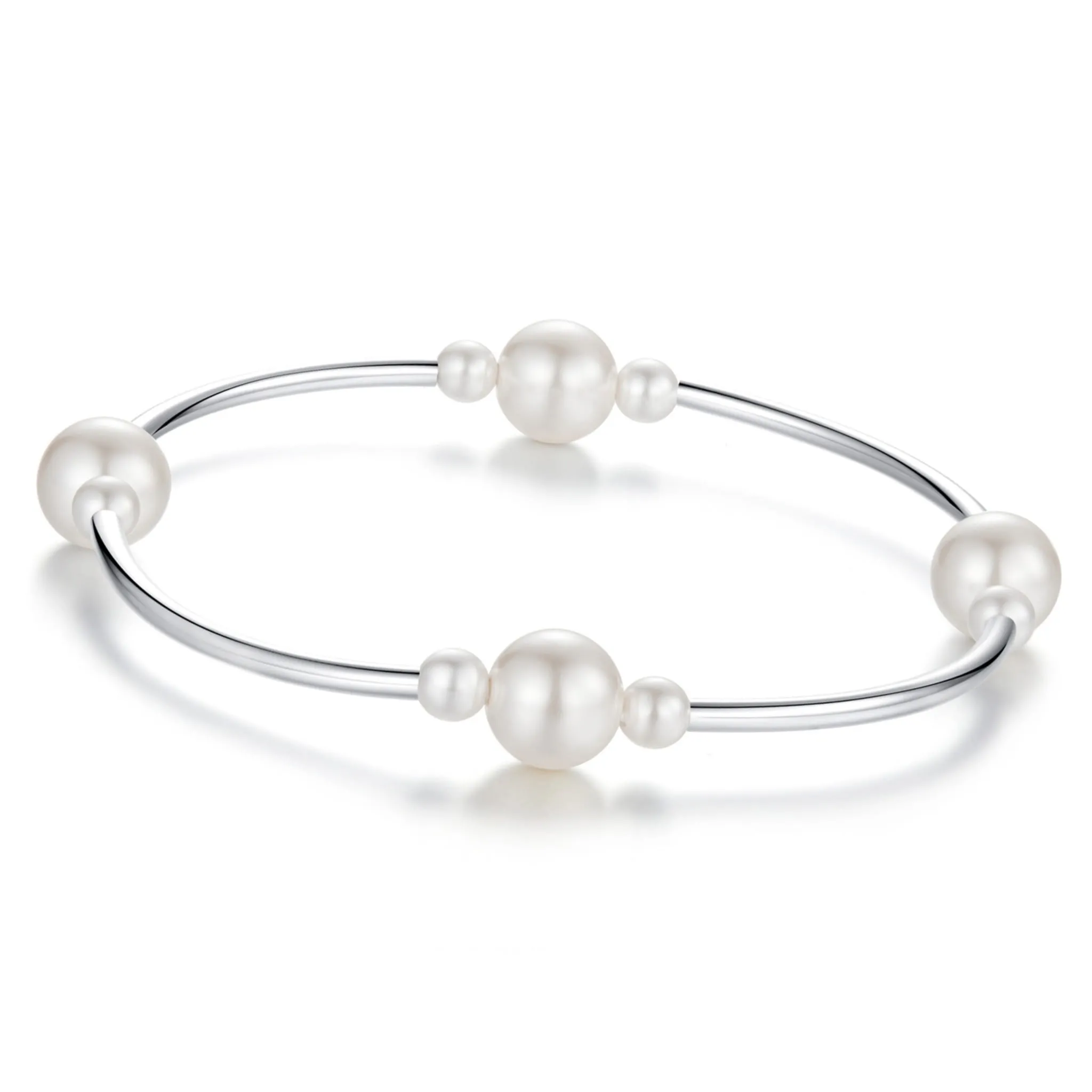 Srebrna bransoletka z perłami na gumce srebro 925