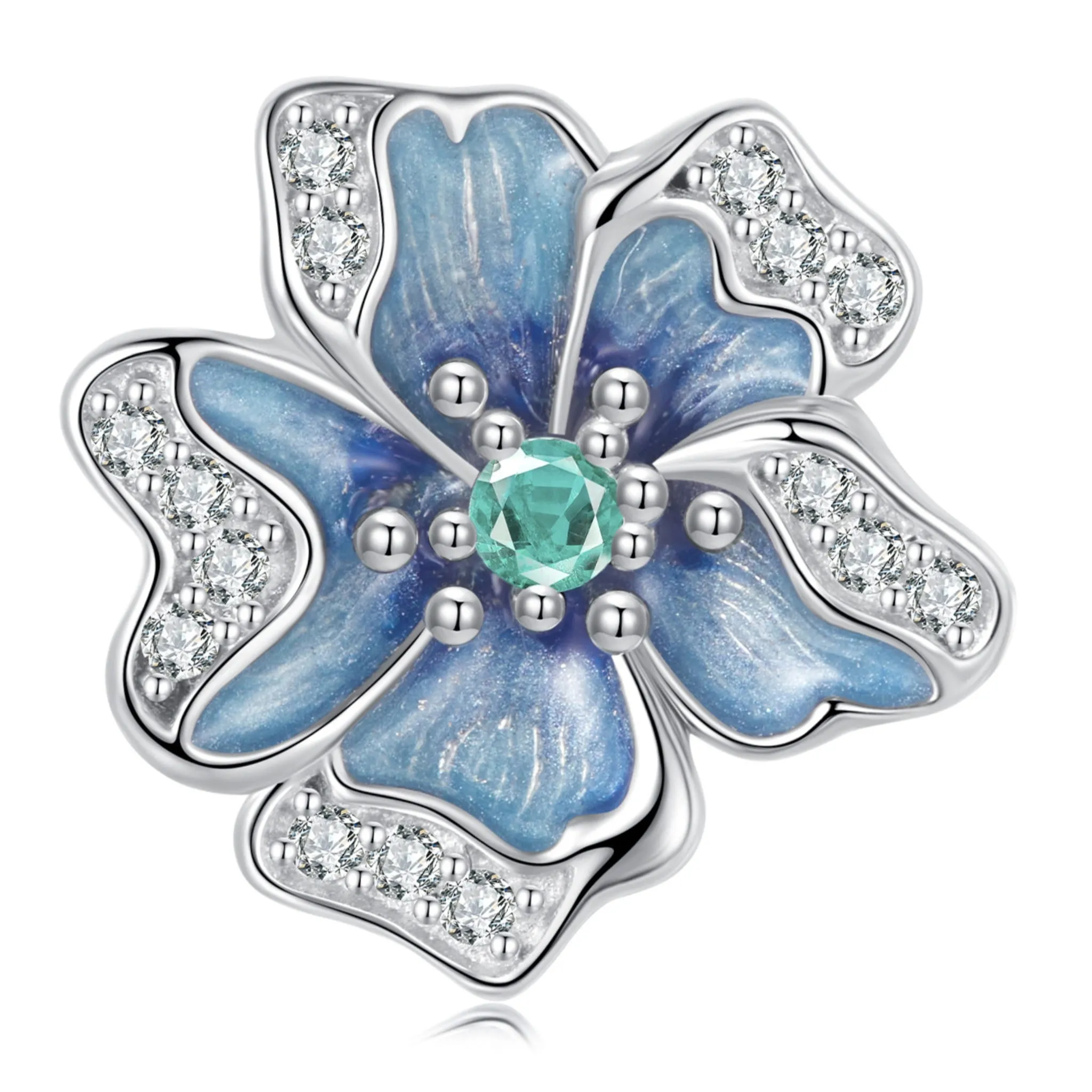 Srebrny charms stoper kryształowy kwiat beads srebro 925 koralik