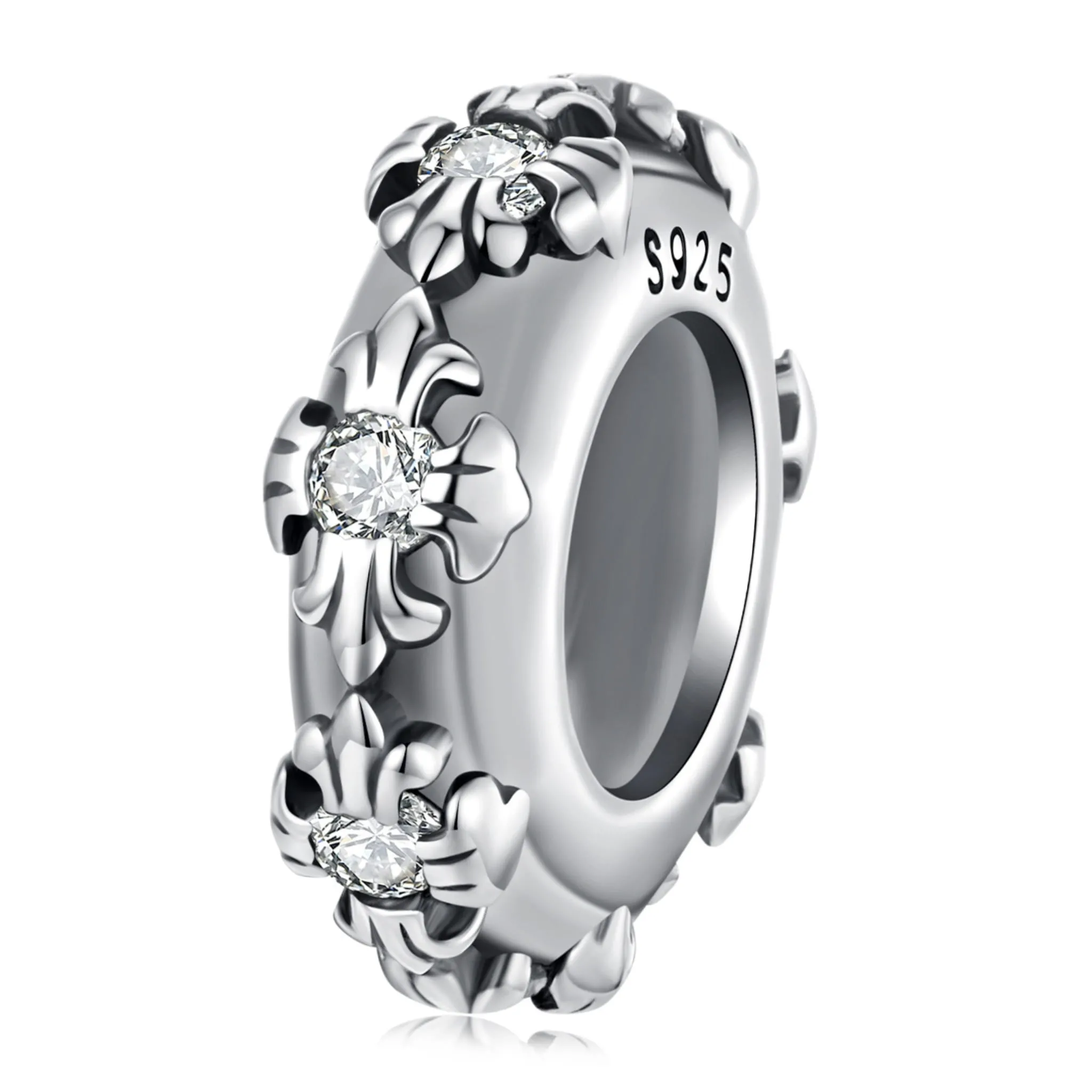 Srebrny charms stoper w IRYSY z kryształkami beads srebro 925 koralik