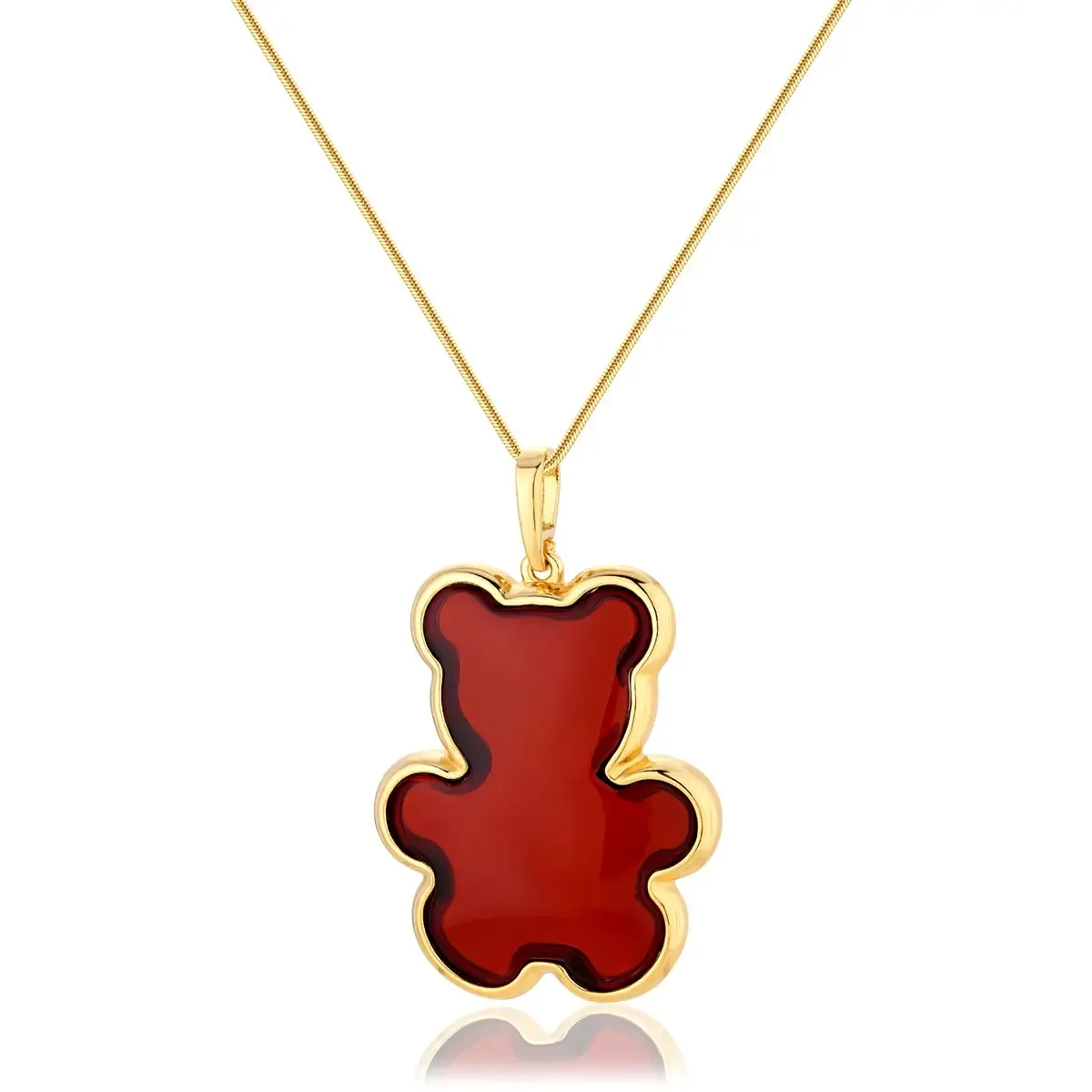 Wisiorek srebrny pozłacany miś z wiśniowym bursztynem big Teddy Bear II