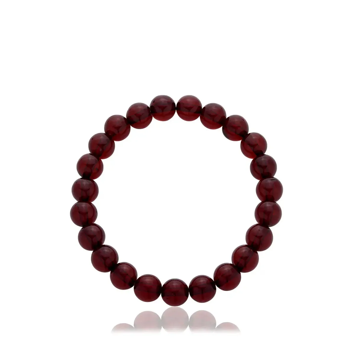 Bransoletka na gumce kulka z wiśniowym bursztynem