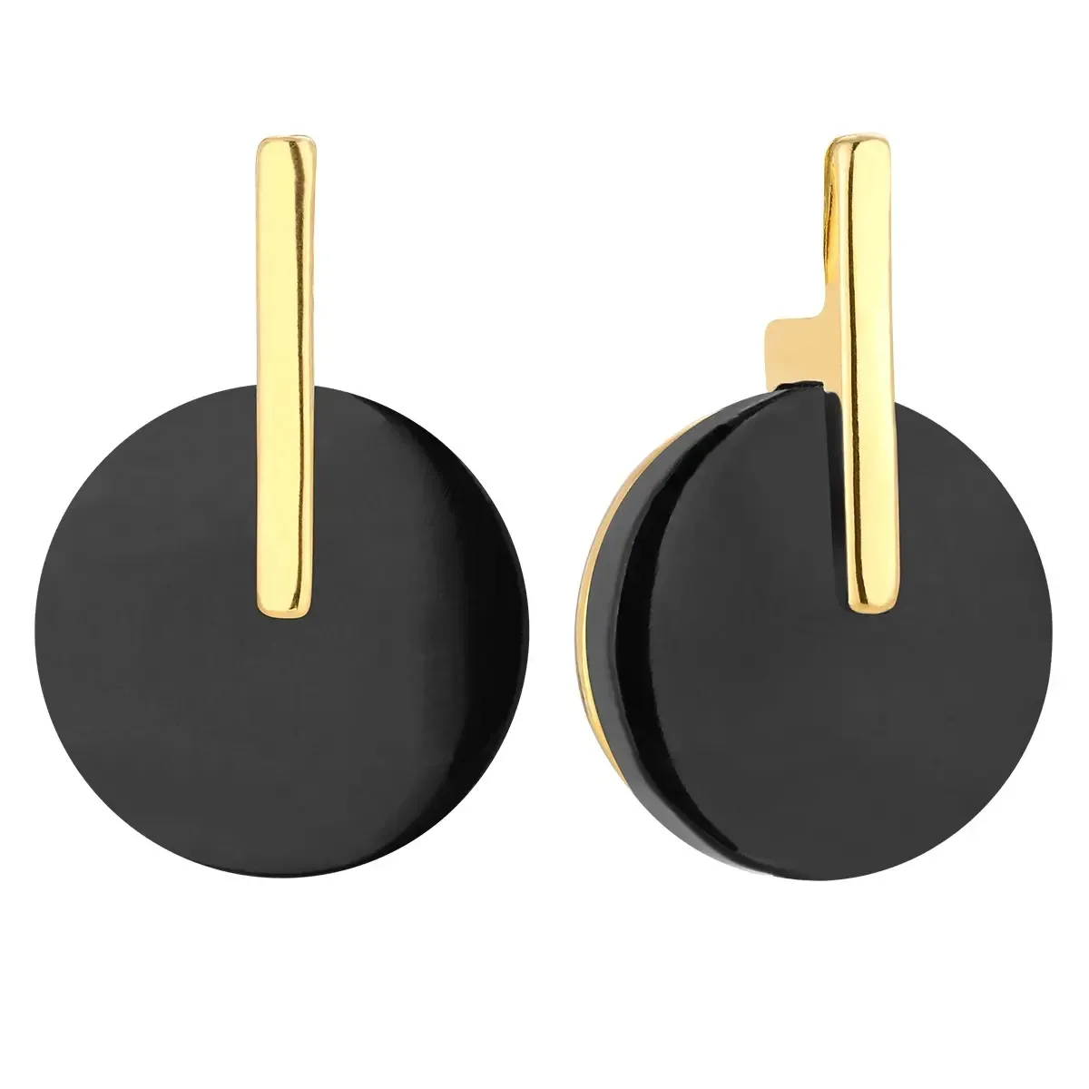 Kolczyki srebrne pozłacane z onyksem Stick