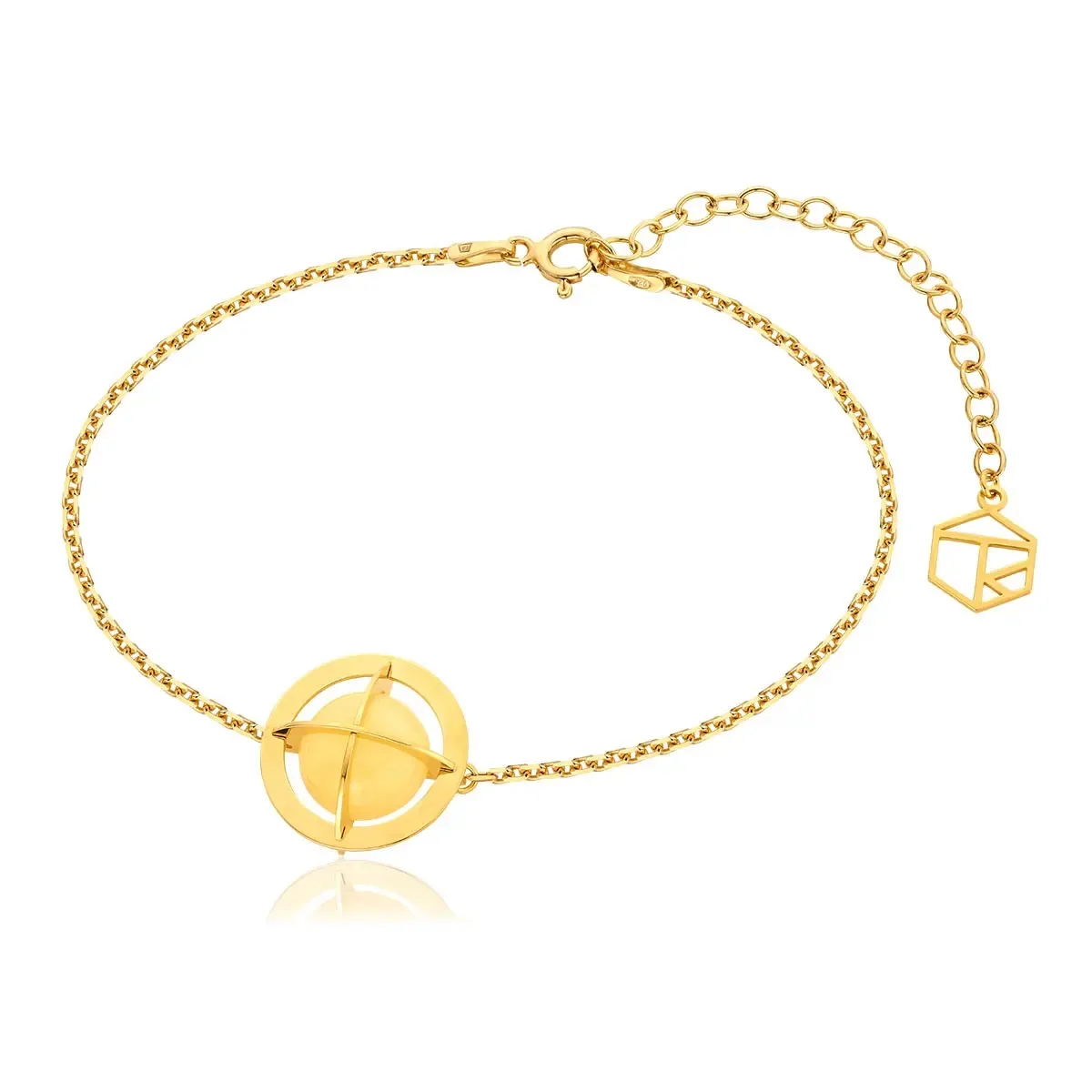 Bransoletka srebrna pozłacana z mlecznym bursztynem Kopernicus