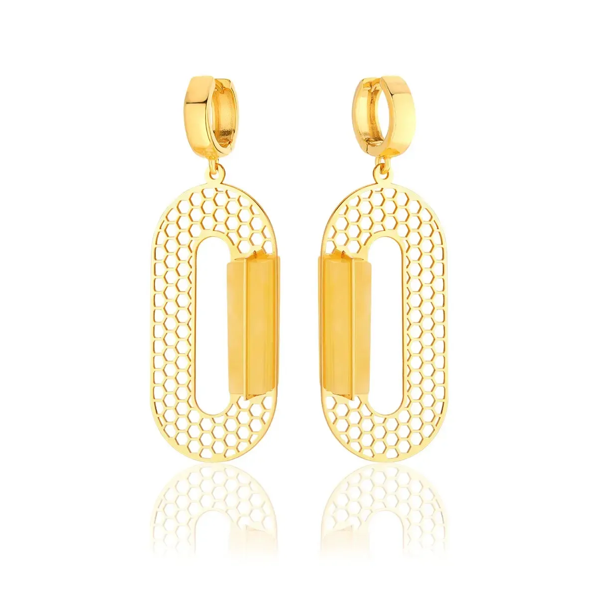 Kolczyki wiszące srebrne pozłacane z mlecznym bursztynem Tor